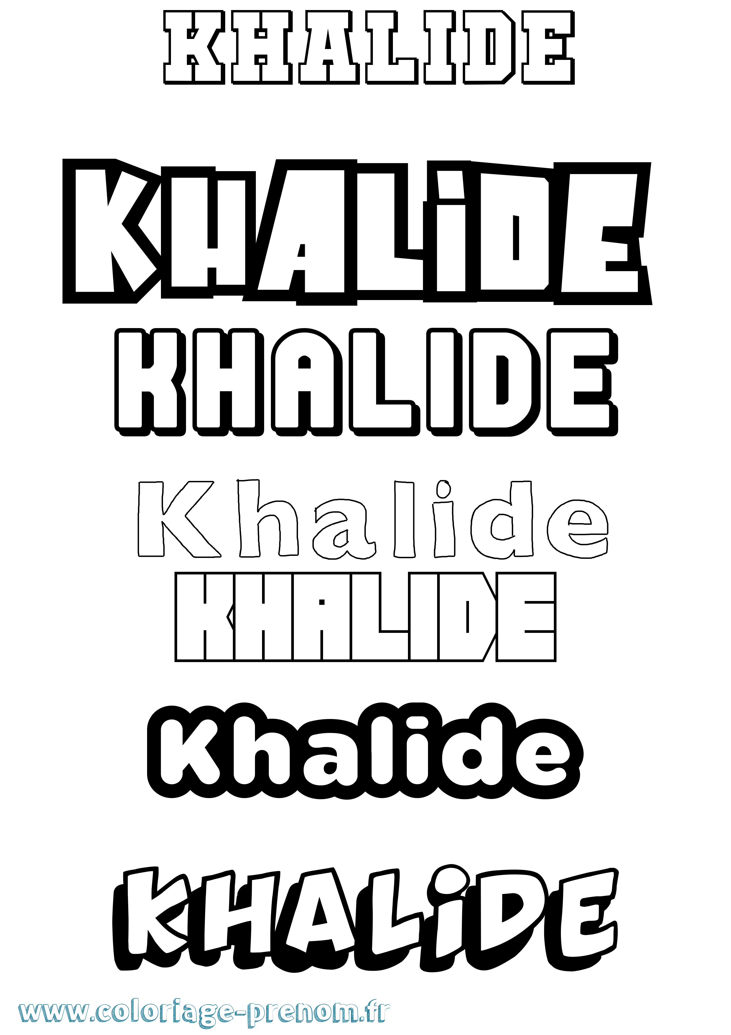 Coloriage Khalide Simple Coloriage prénom Khalide Simple