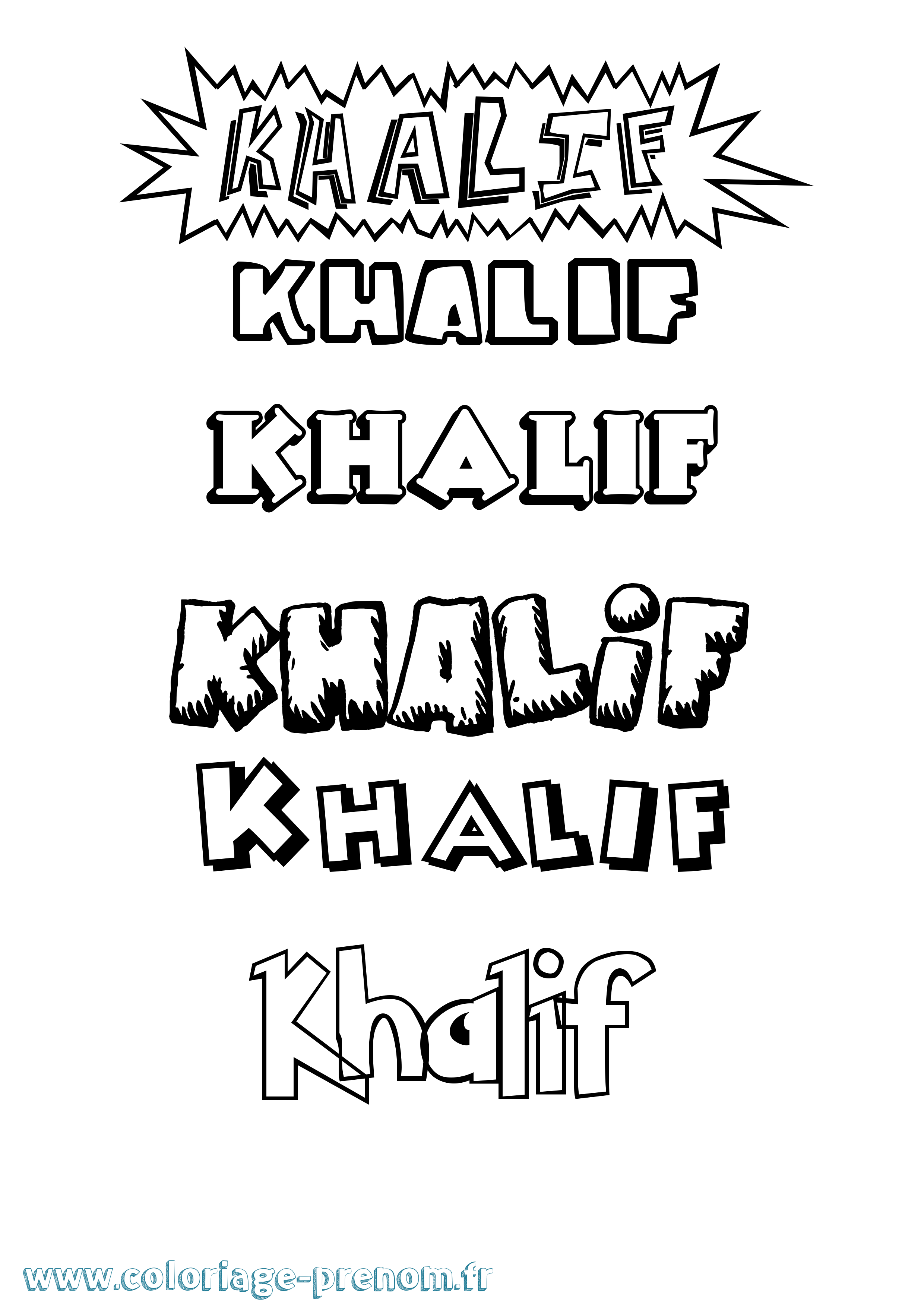 Coloriage Khalif Dessin Animé Coloriage prénom Khalif Dessin Animé