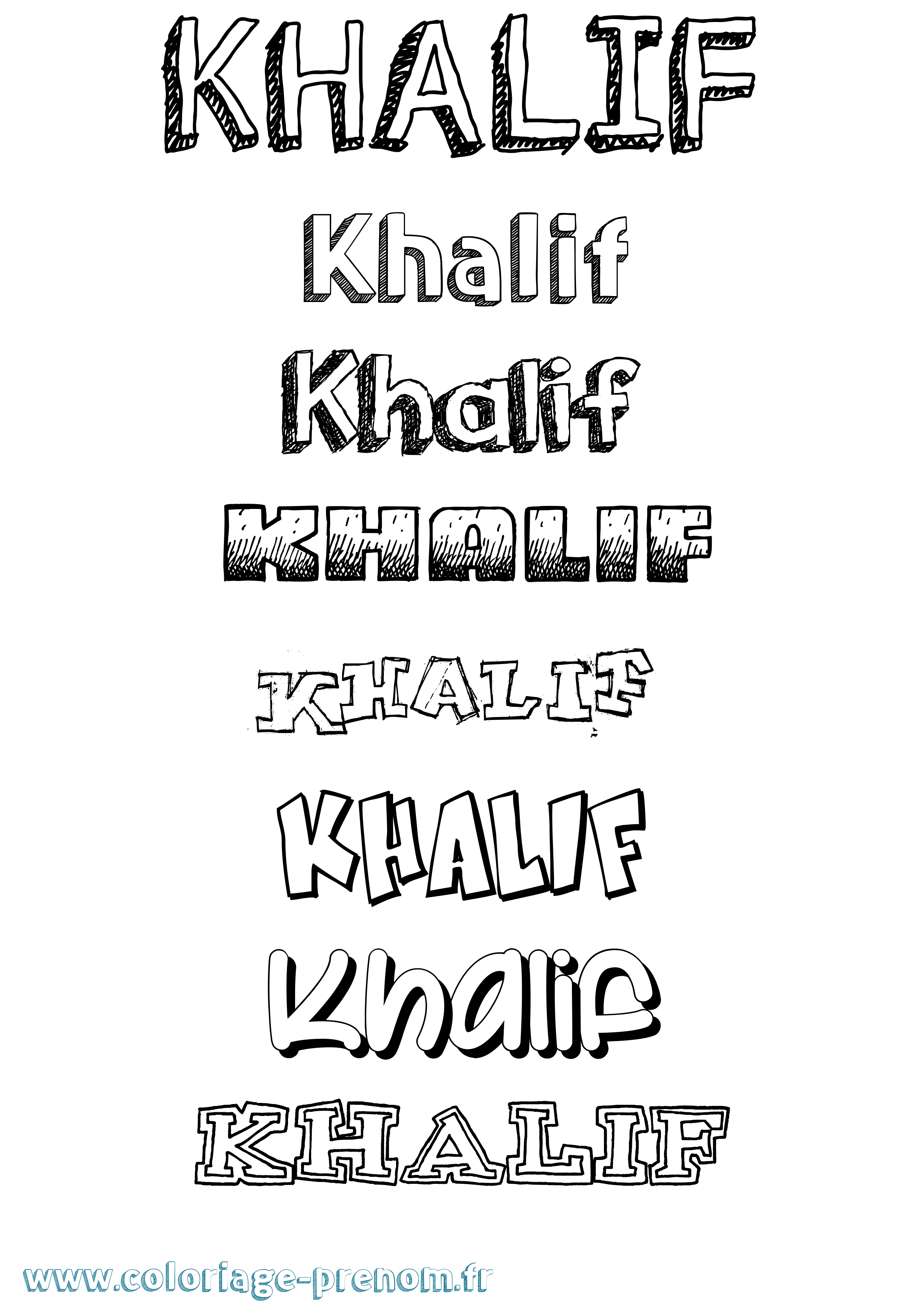 Coloriage Khalif Dessiné Coloriage prénom Khalif Dessiné