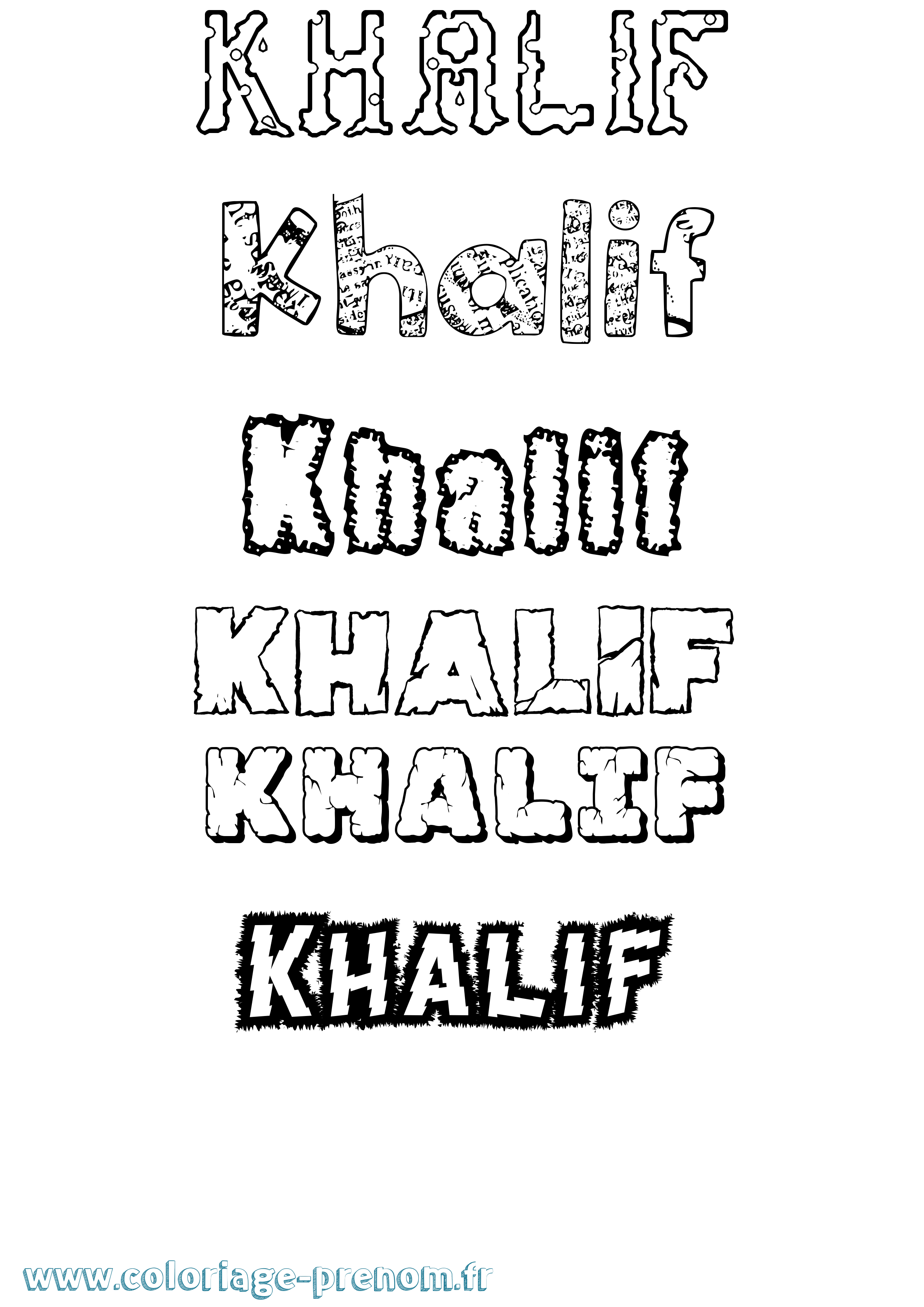Coloriage Khalif Destructuré Coloriage prénom Khalif Destructuré