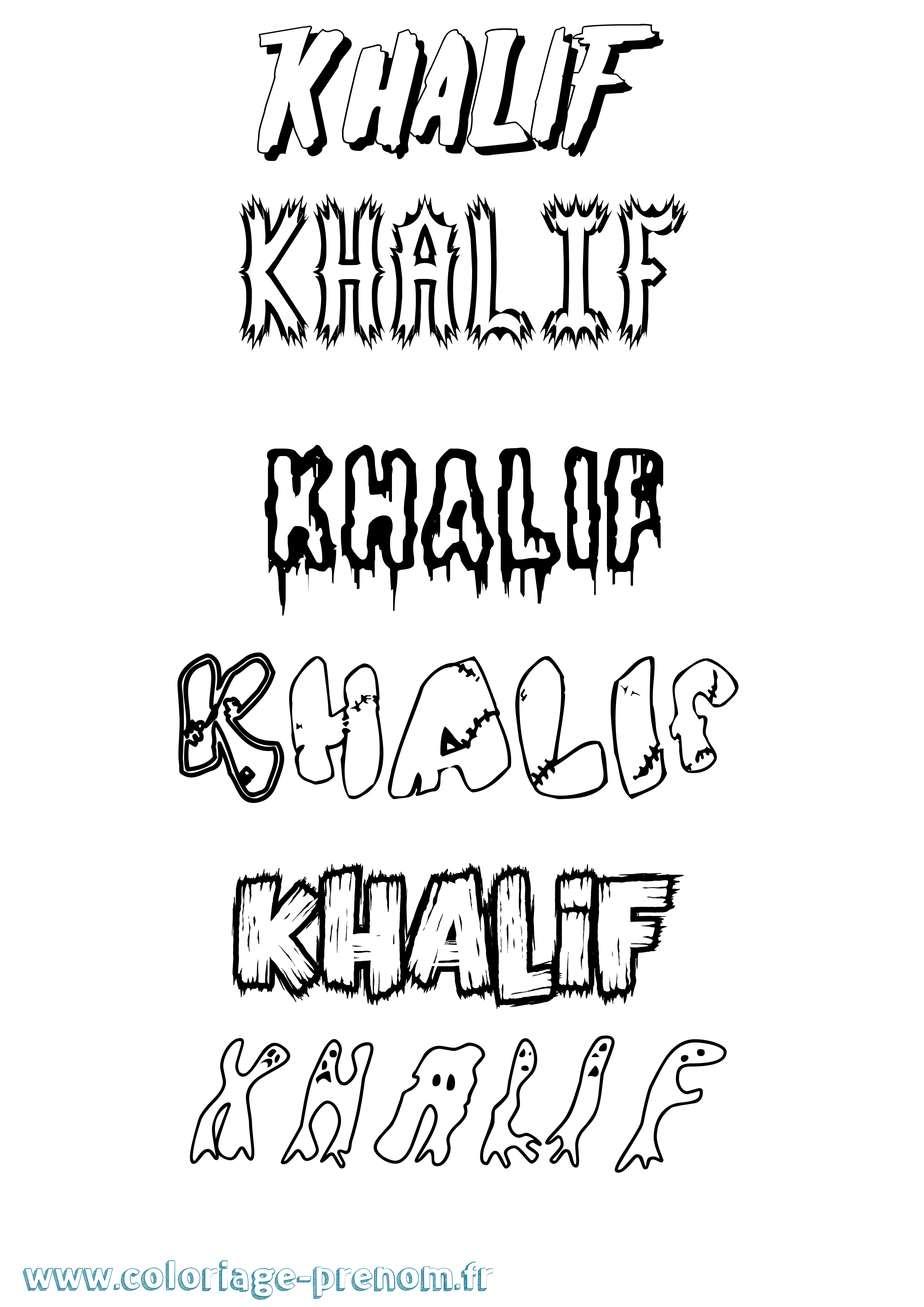 Coloriage Khalif Frisson Coloriage prénom Khalif Frisson