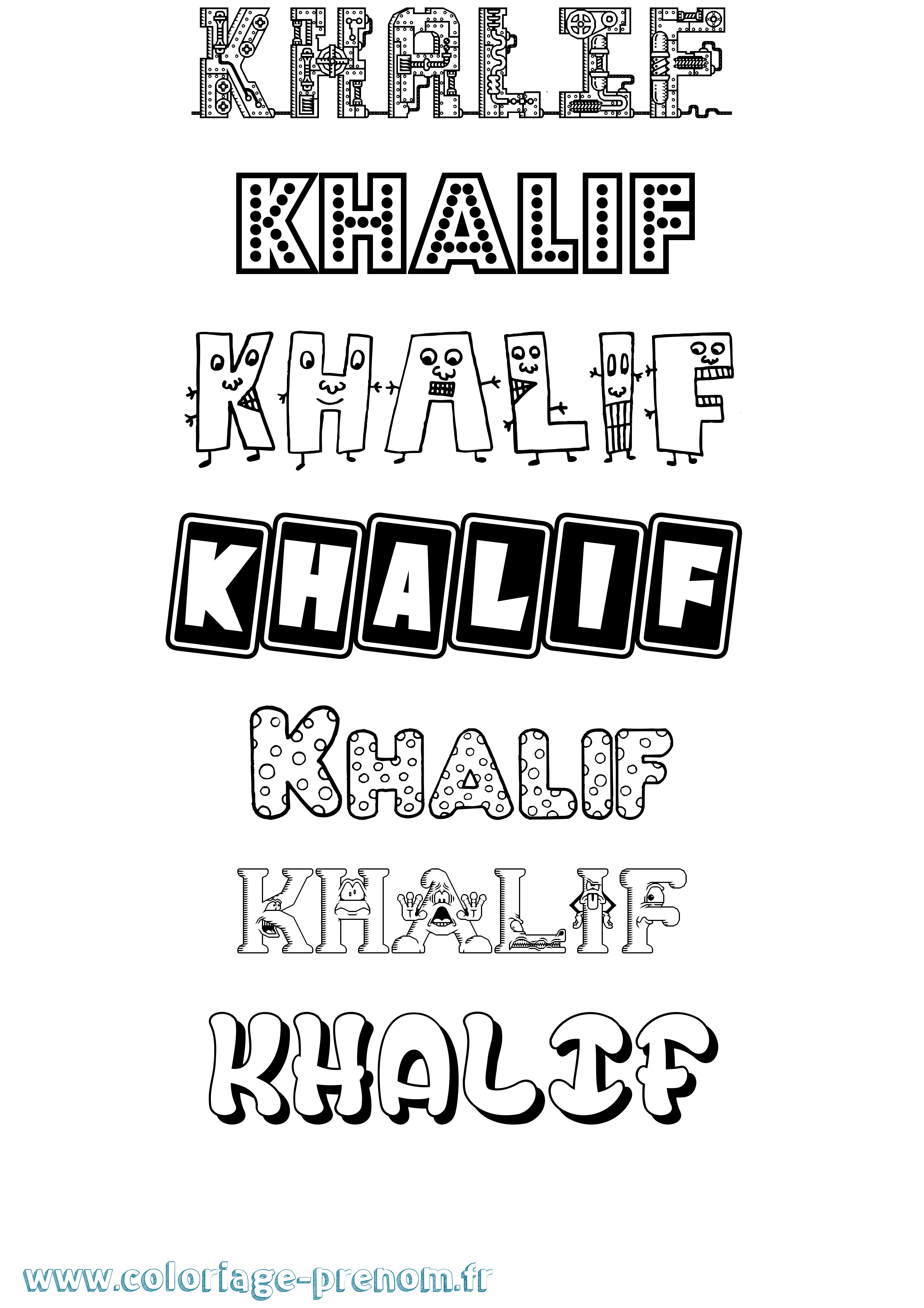 Coloriage Khalif Fun Coloriage prénom Khalif Fun