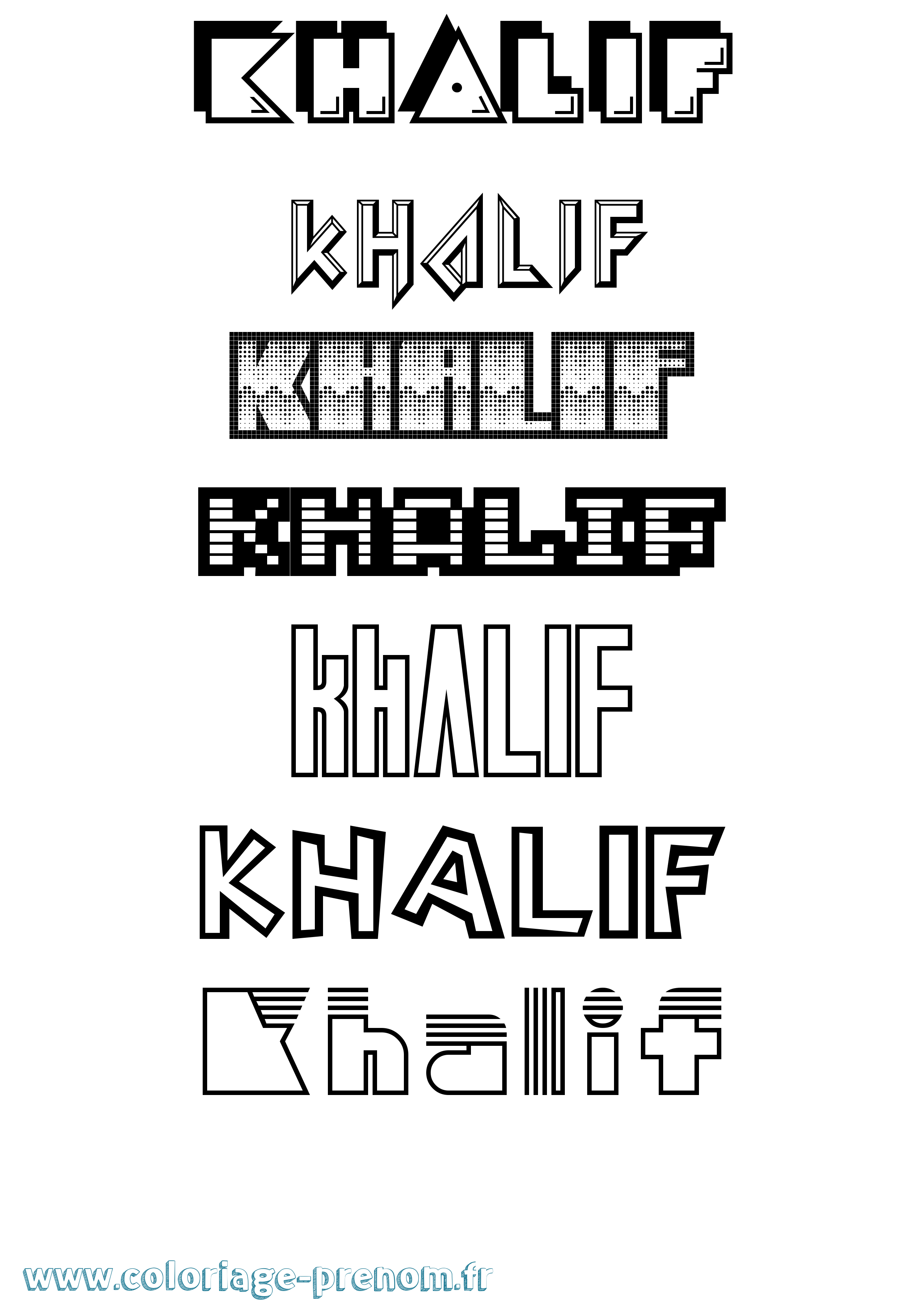 Coloriage Khalif Jeux Vidéos Coloriage prénom Khalif Jeux Vidéos