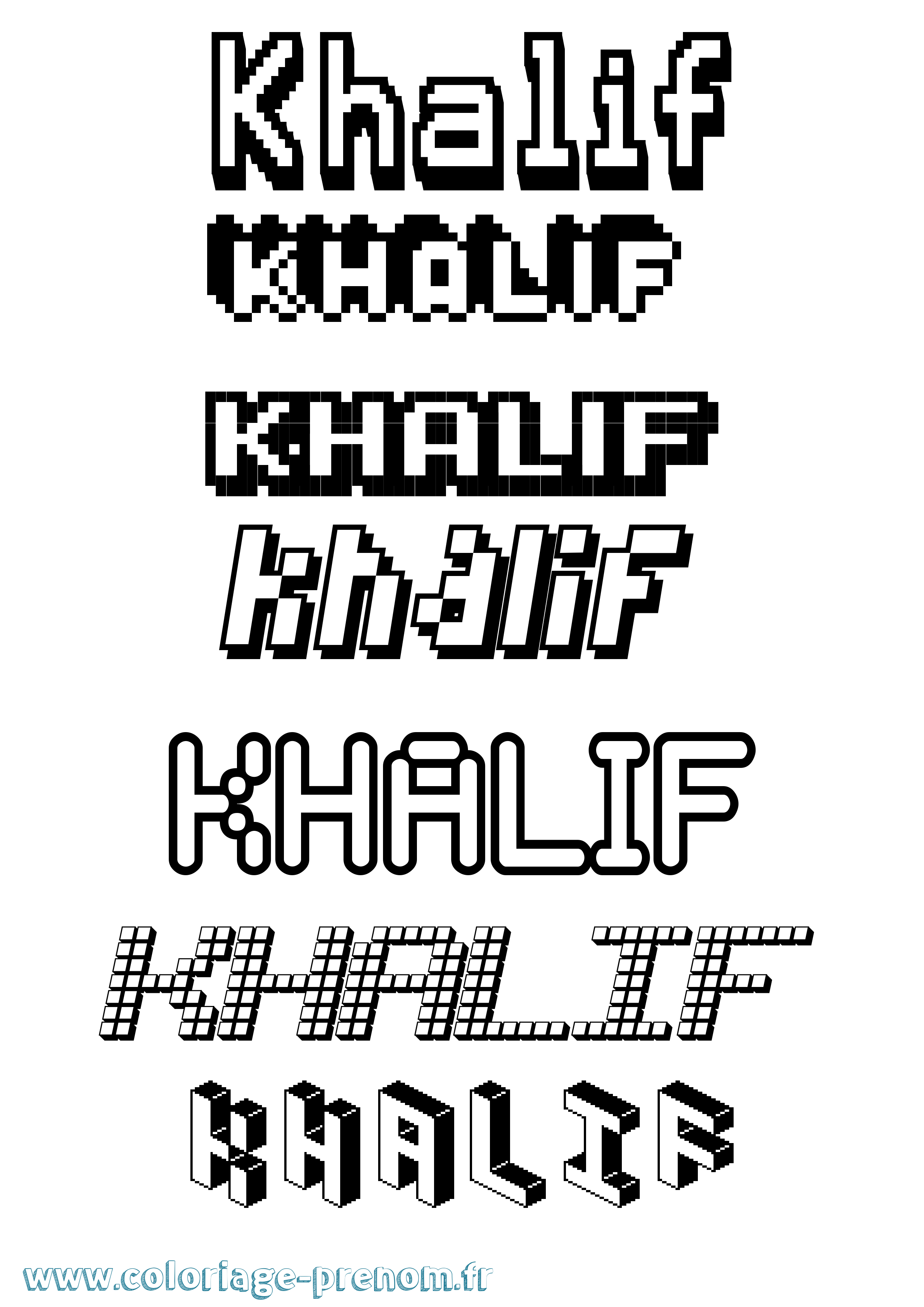 Coloriage Khalif Pixel Coloriage prénom Khalif Pixel