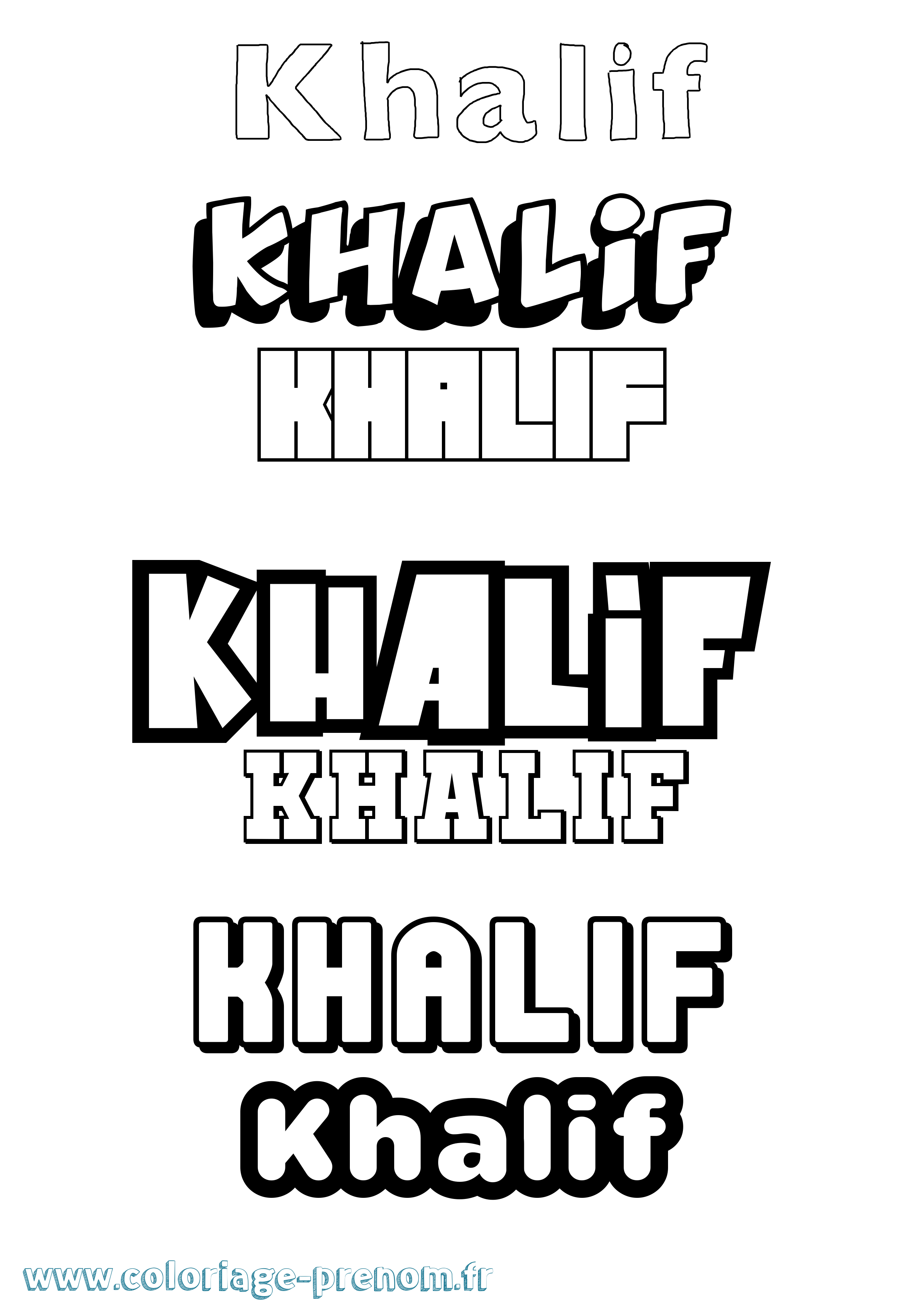 Coloriage Khalif Simple Coloriage prénom Khalif Simple