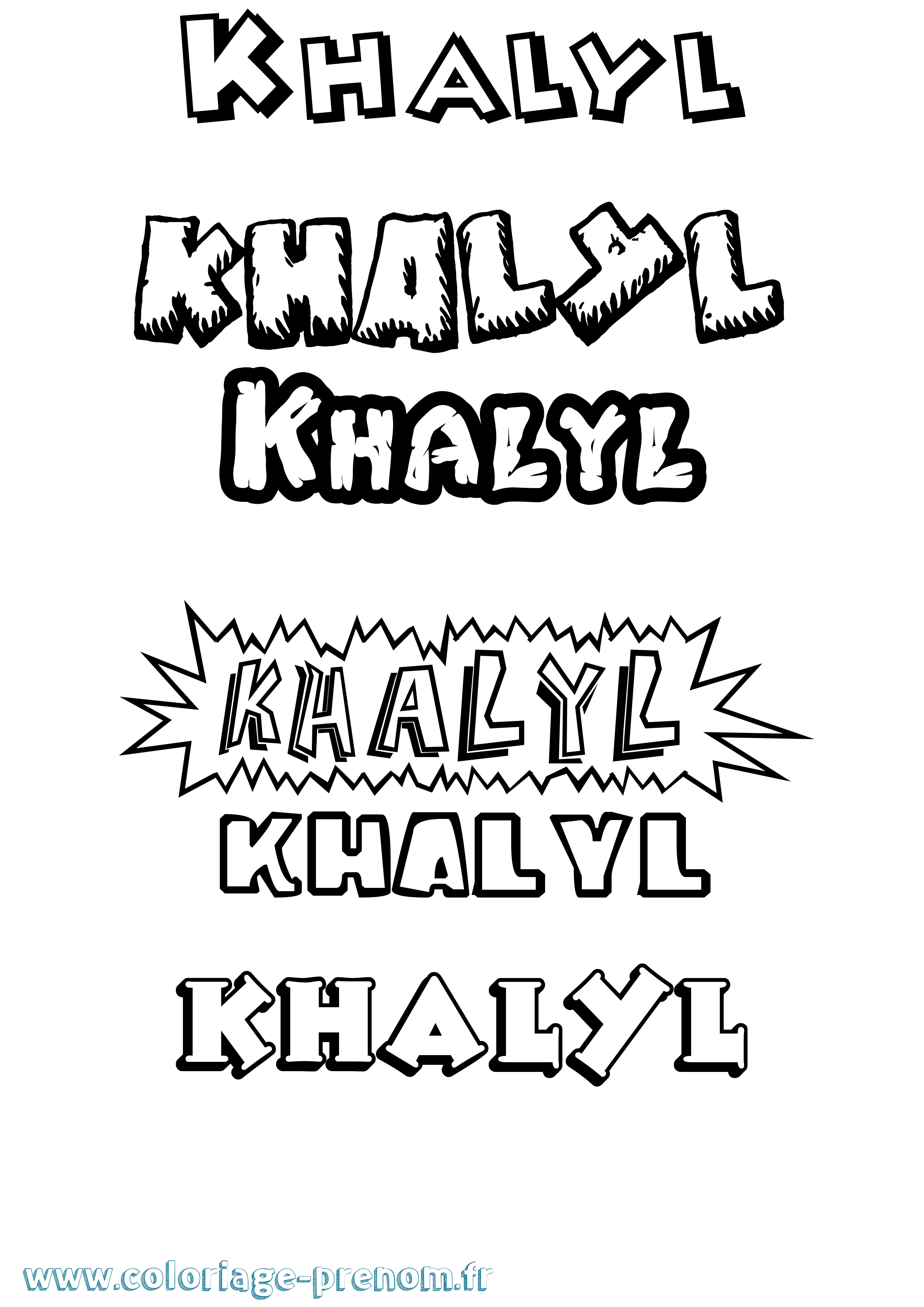Coloriage Khalyl Dessin Animé Coloriage prénom Khalyl Dessin Animé