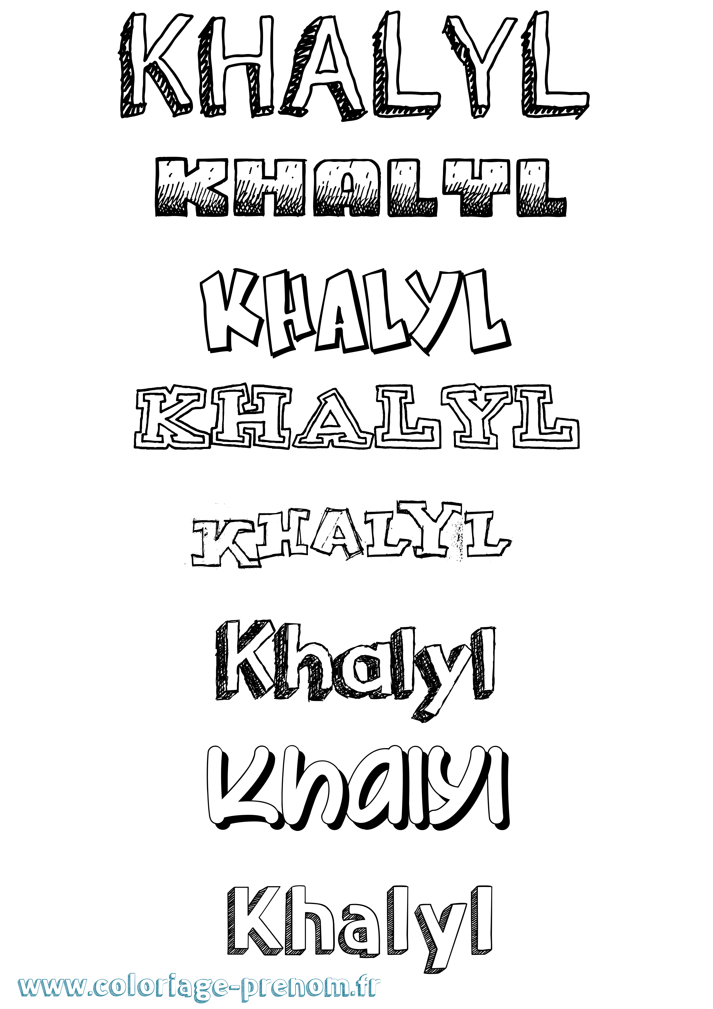 Coloriage Khalyl Dessiné Coloriage prénom Khalyl Dessiné
