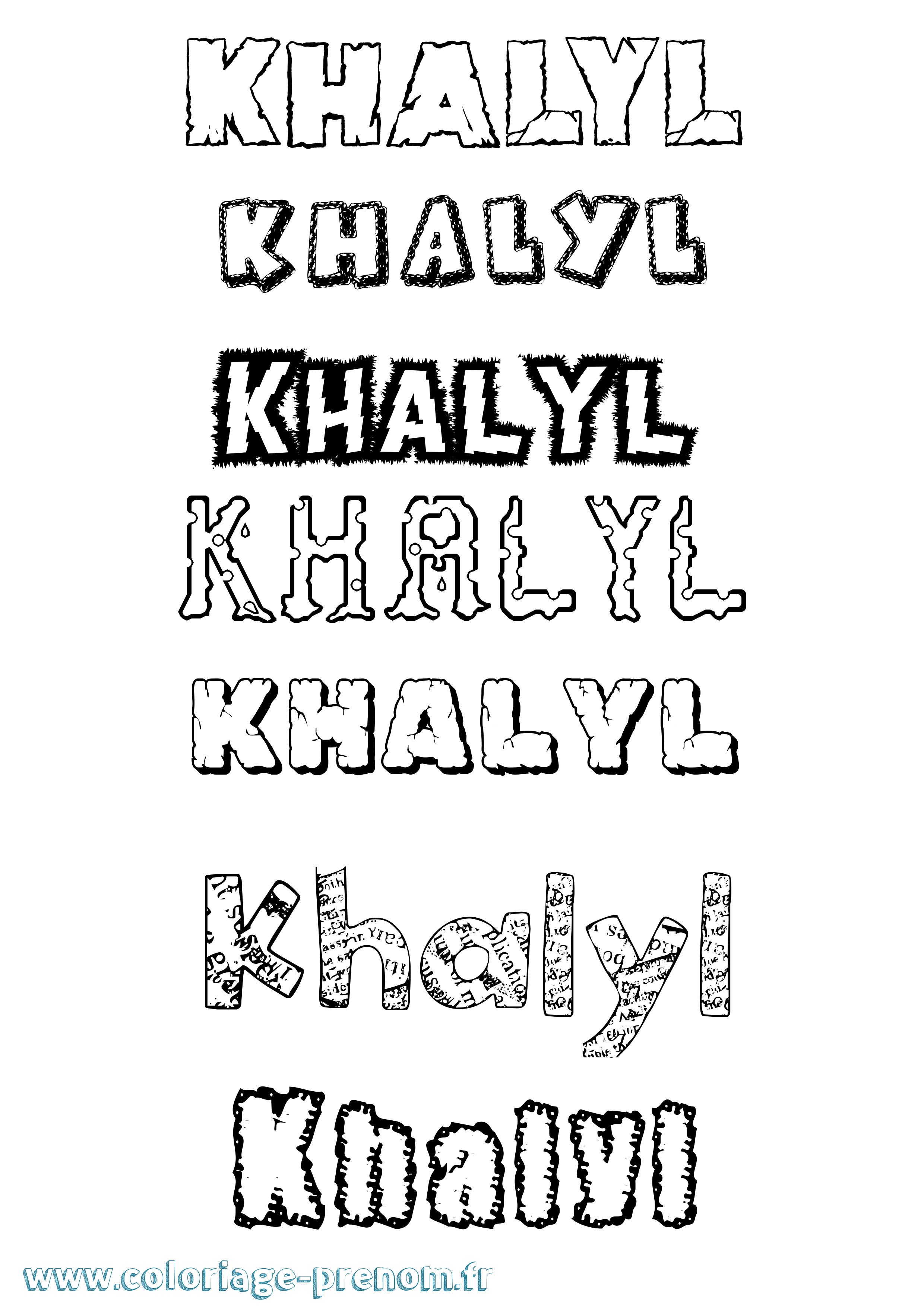 Coloriage Khalyl Destructuré Coloriage prénom Khalyl Destructuré