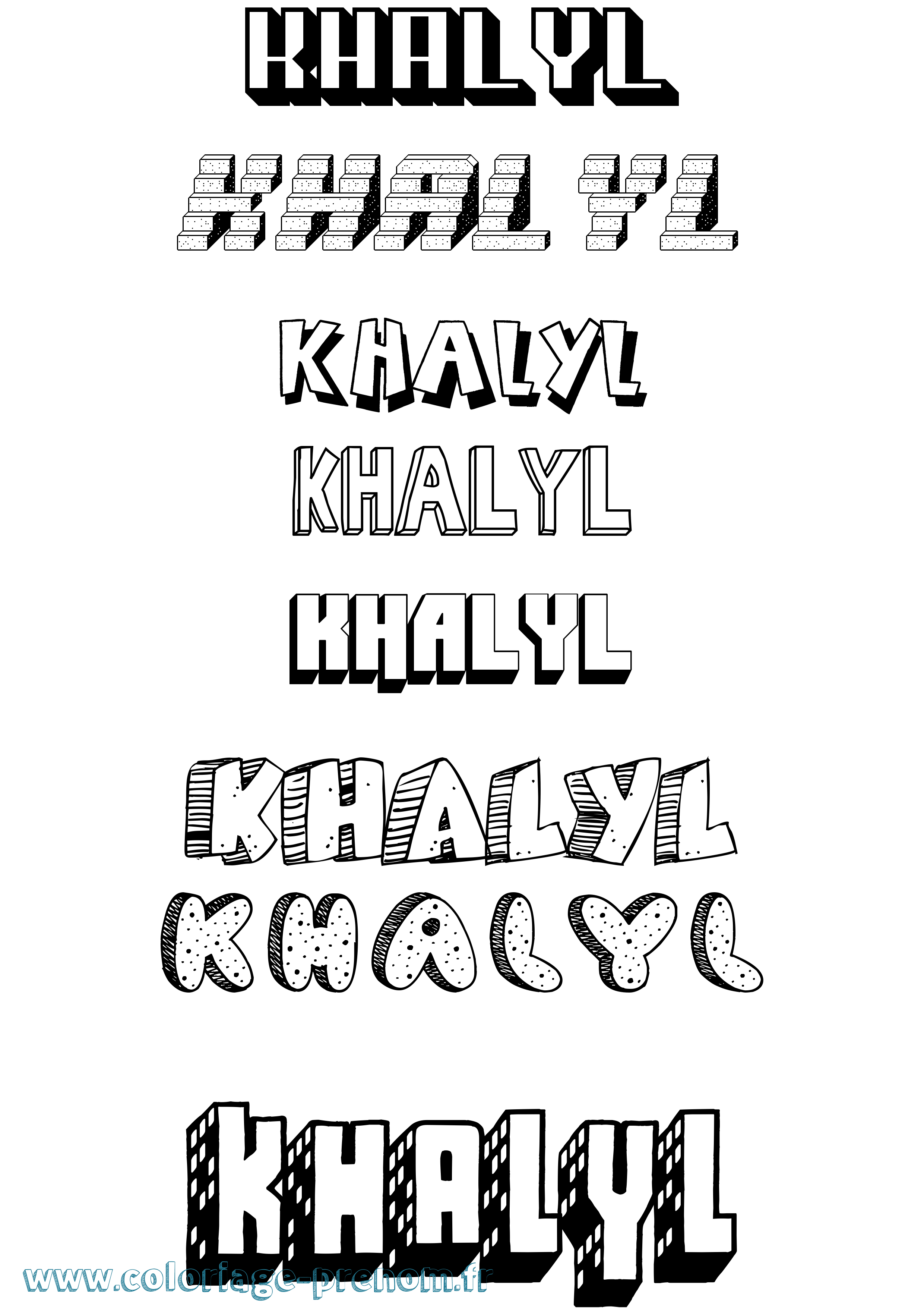 Coloriage Khalyl Effet 3D Coloriage prénom Khalyl Effet 3D