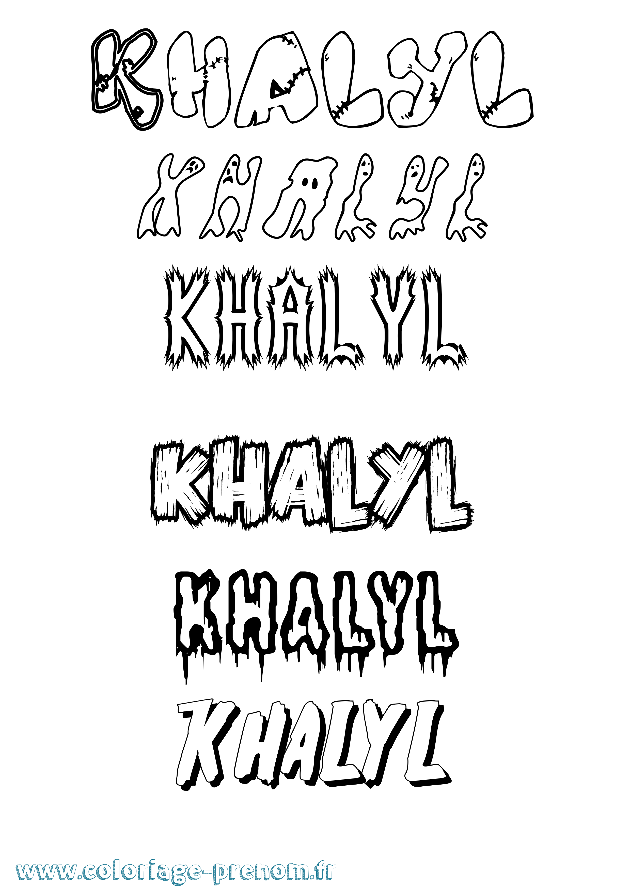 Coloriage Khalyl Frisson Coloriage prénom Khalyl Frisson
