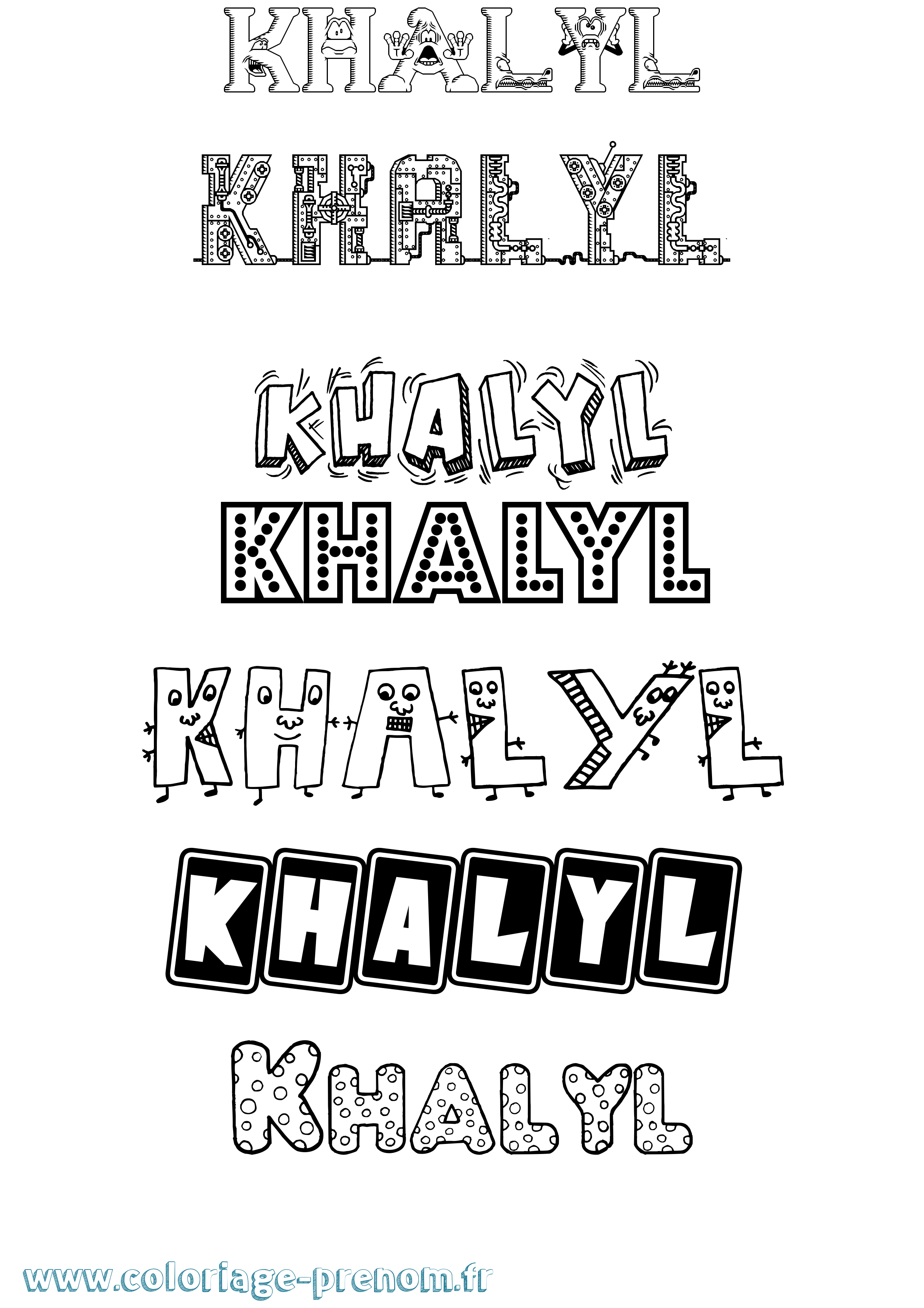 Coloriage Khalyl Fun Coloriage prénom Khalyl Fun