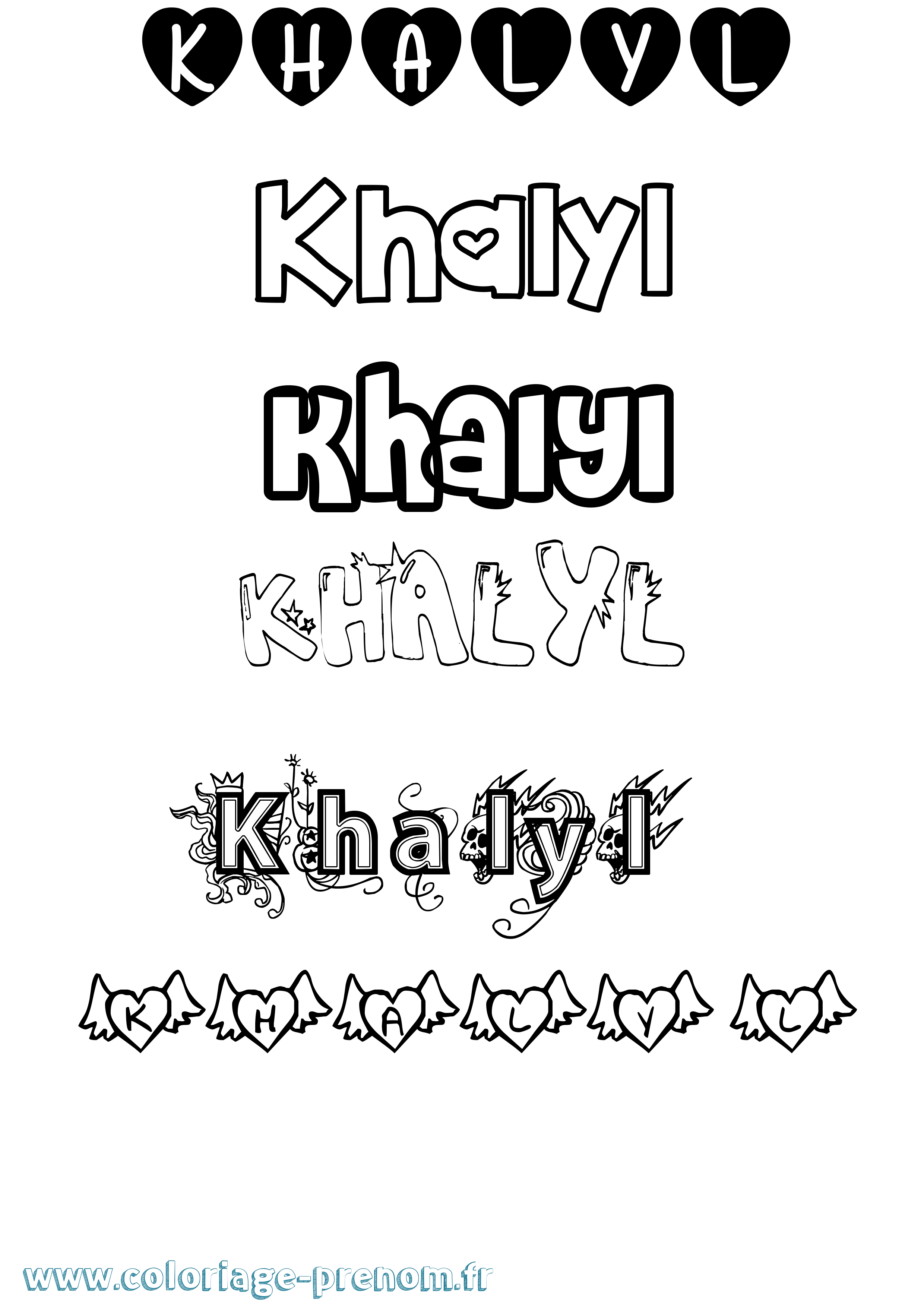 Coloriage Khalyl Girly Coloriage prénom Khalyl Girly