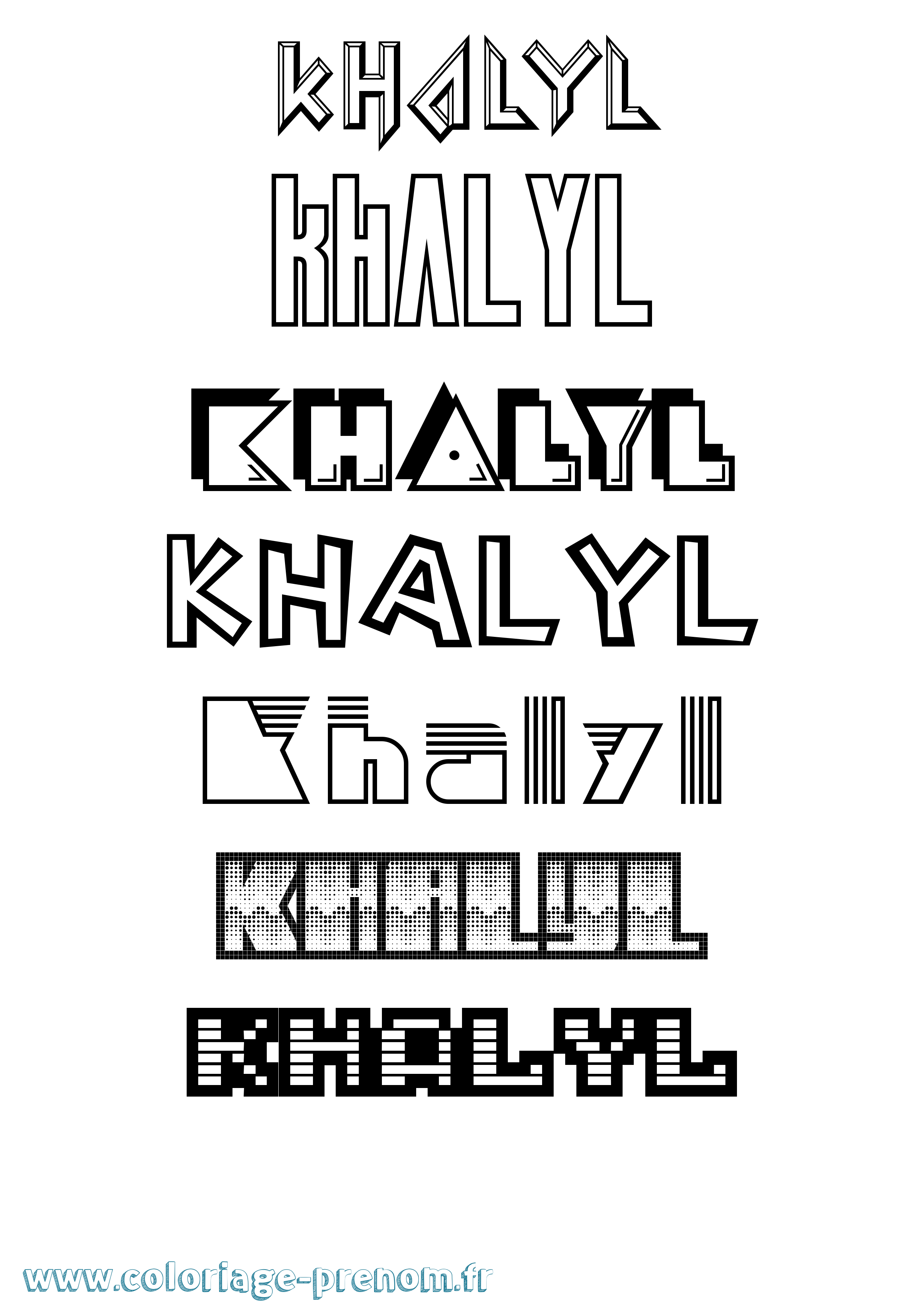 Coloriage Khalyl Jeux Vidéos Coloriage prénom Khalyl Jeux Vidéos