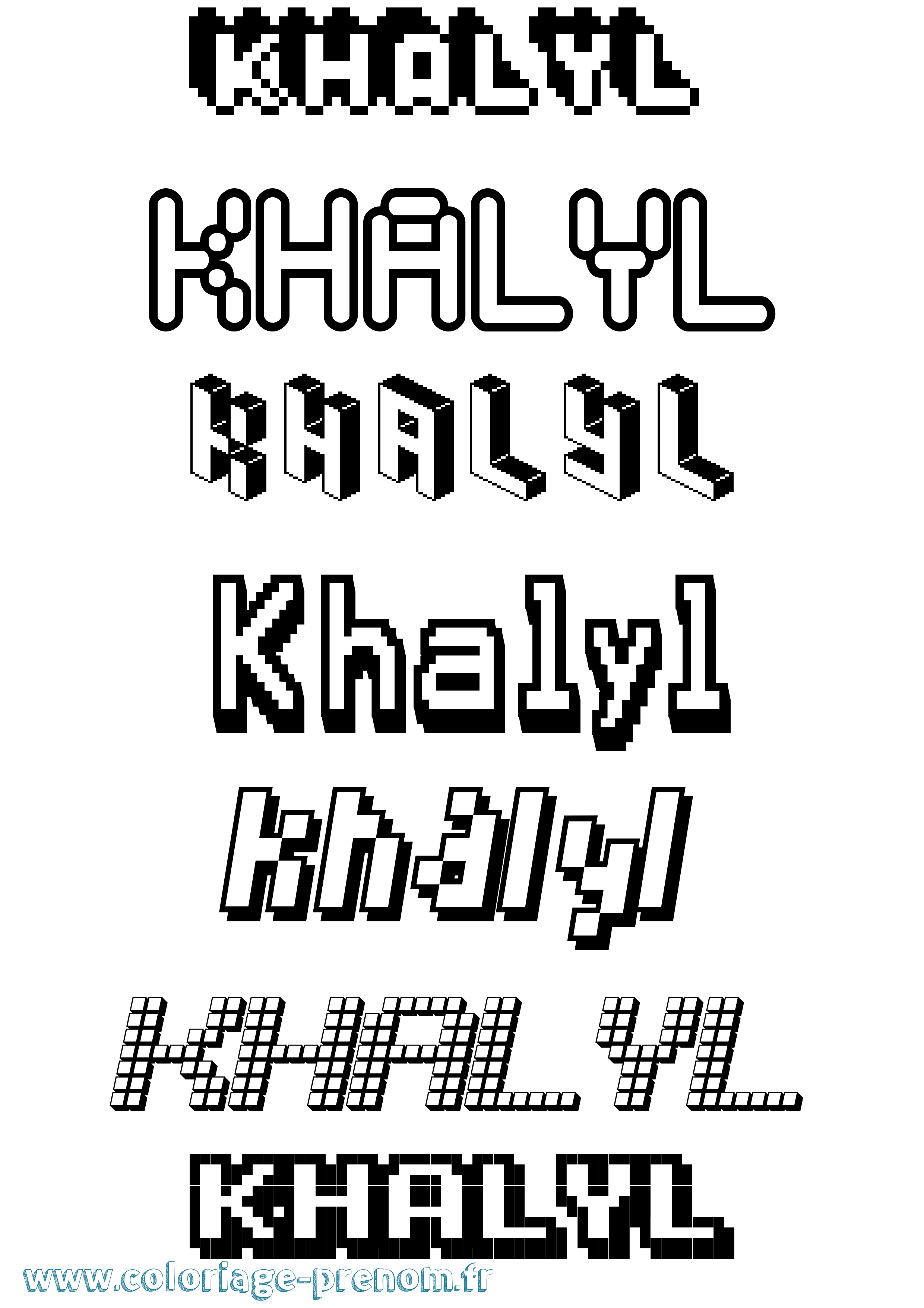 Coloriage Khalyl Pixel Coloriage prénom Khalyl Pixel