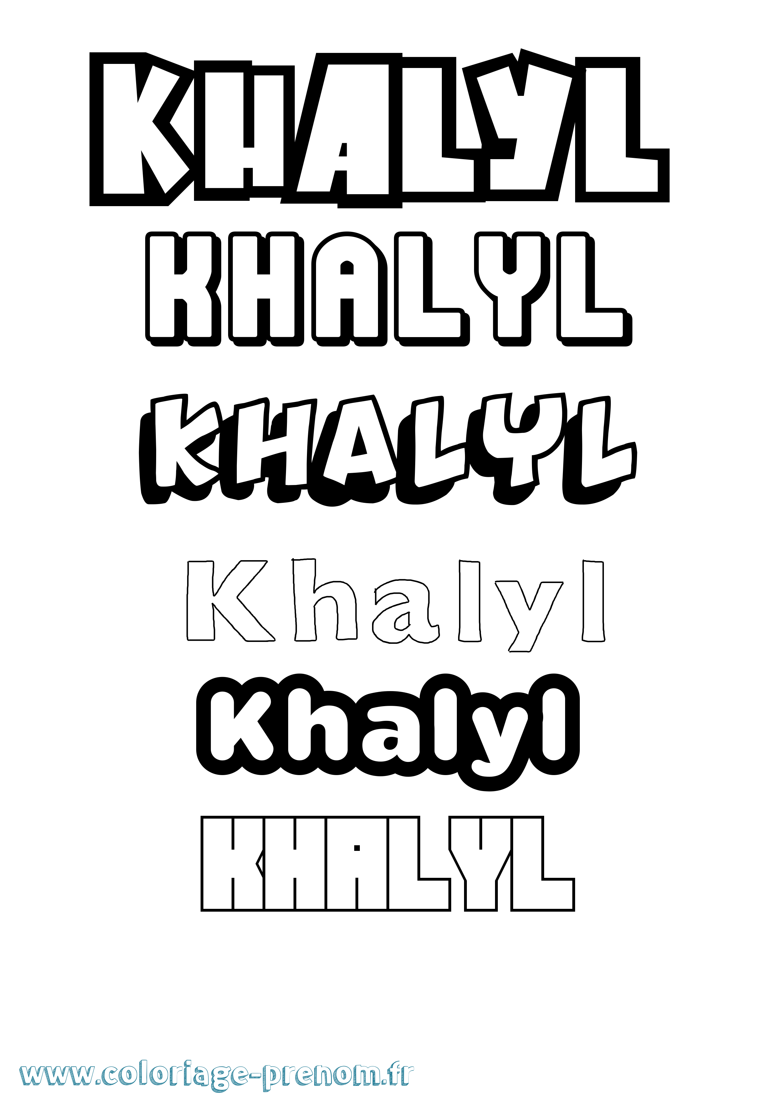 Coloriage Khalyl Simple Coloriage prénom Khalyl Simple