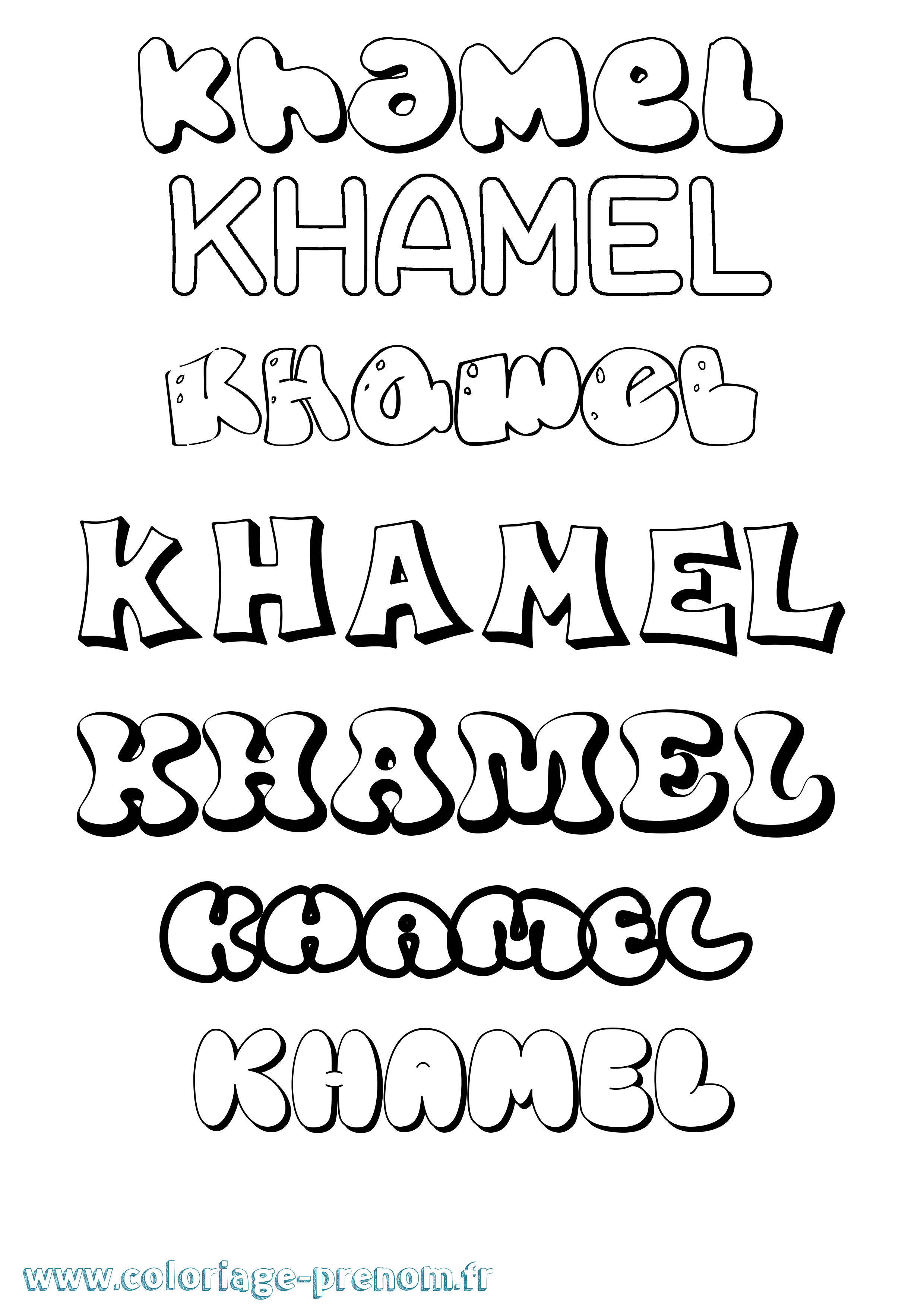 Coloriage Khamel Bubble Coloriage prénom Khamel Bubble