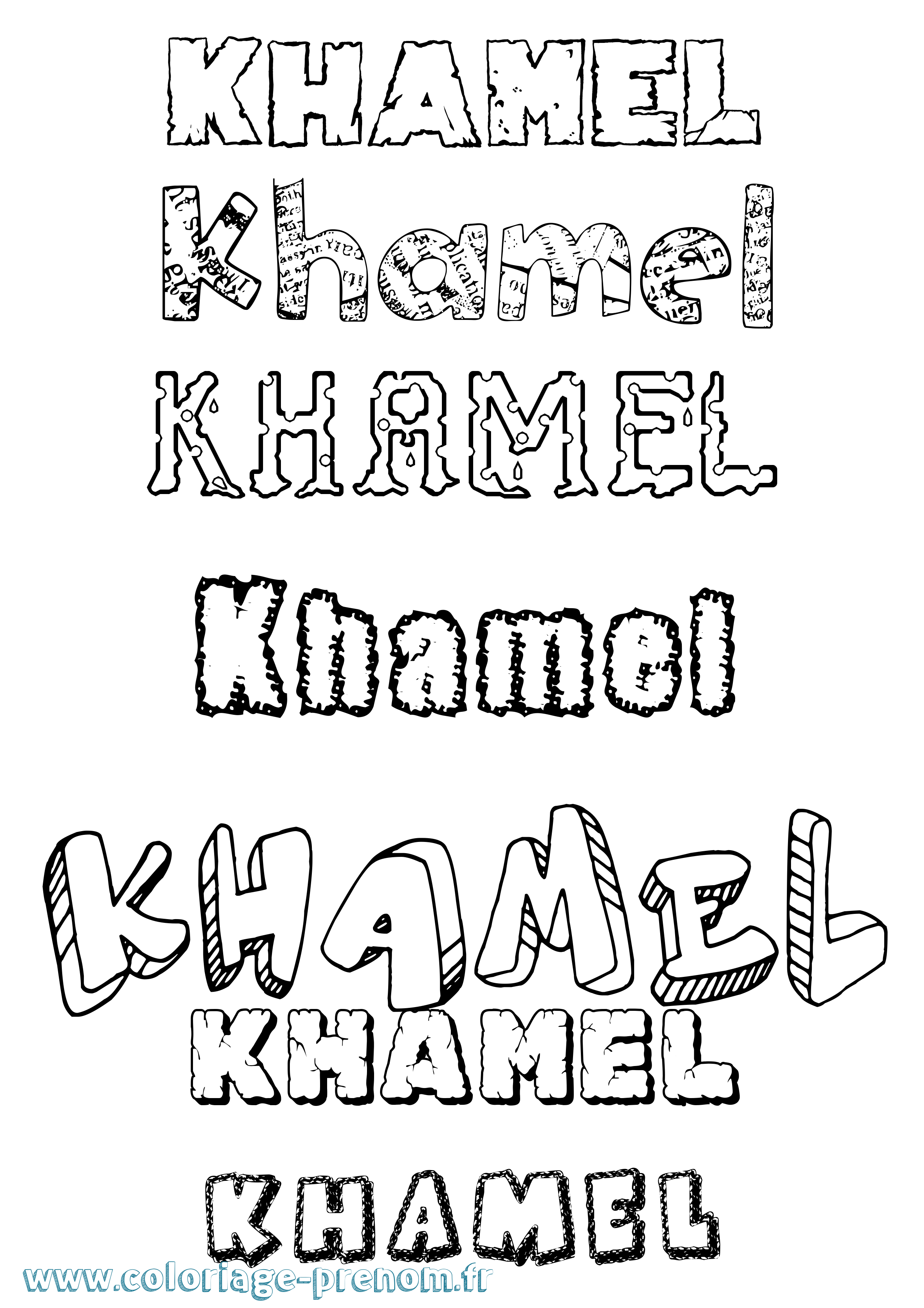 Coloriage Khamel Destructuré Coloriage prénom Khamel Destructuré