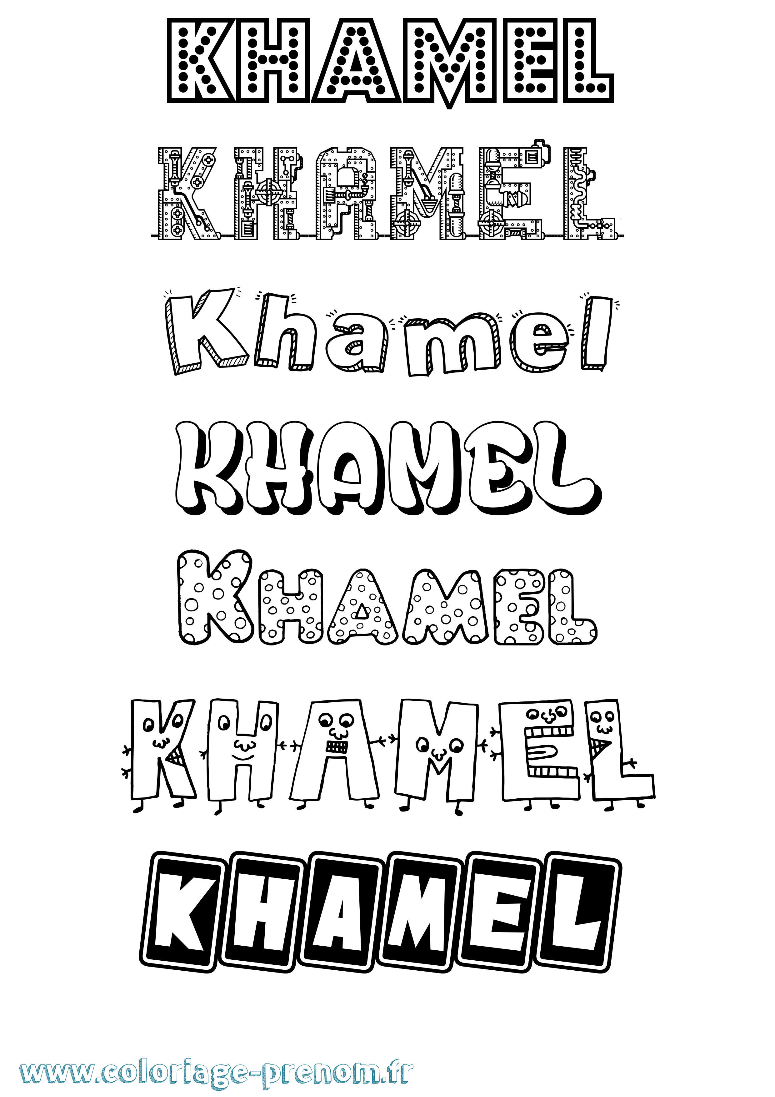 Coloriage Khamel Fun Coloriage prénom Khamel Fun