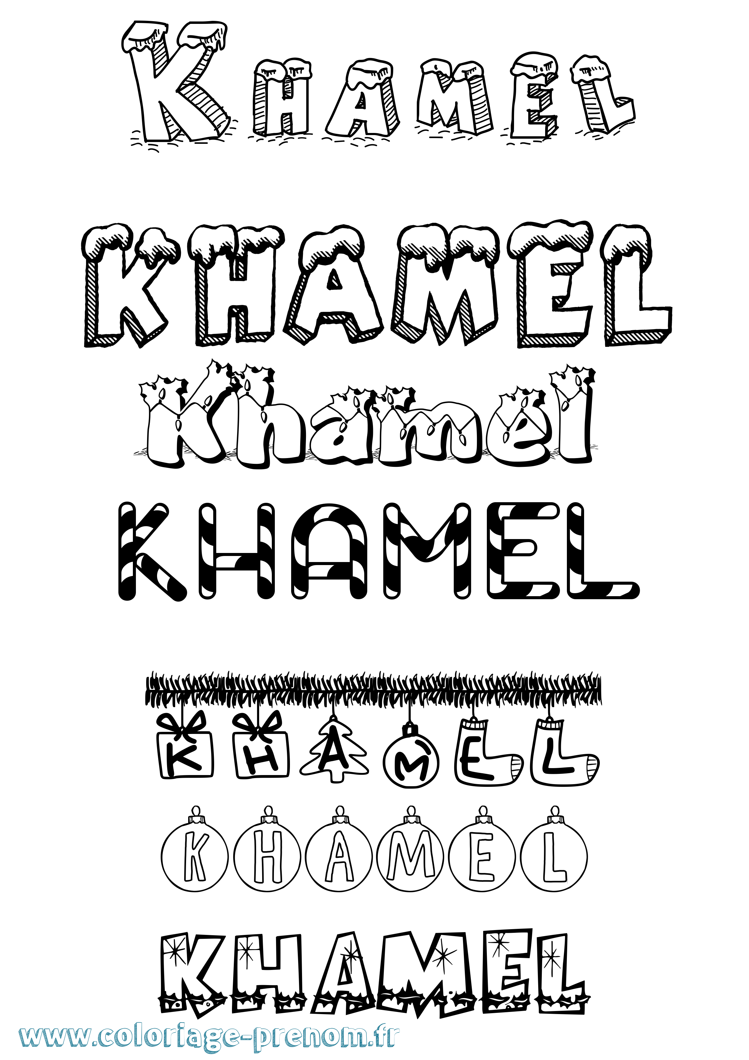 Coloriage Khamel Noël Coloriage prénom Khamel Noël