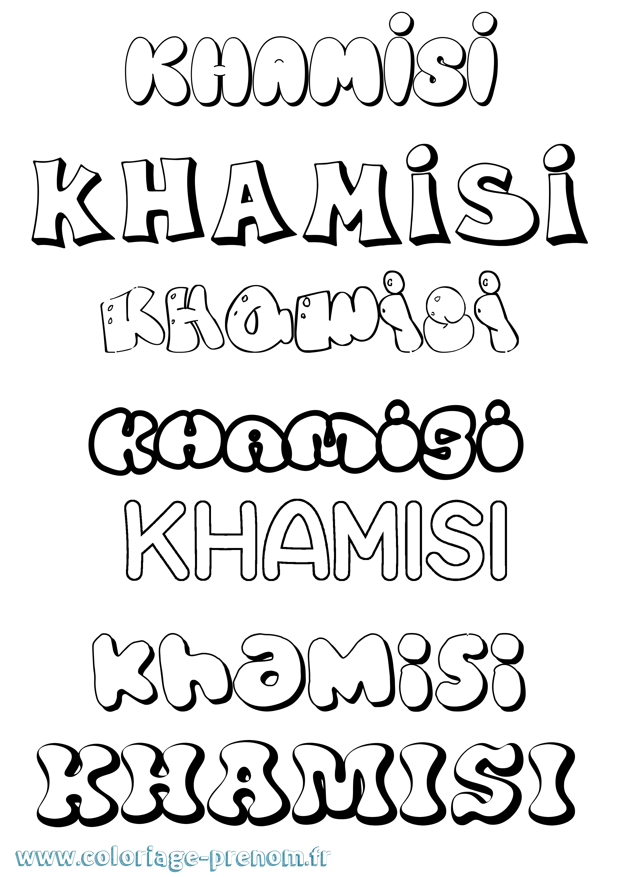 Coloriage Khamisi Bubble Coloriage prénom Khamisi Bubble