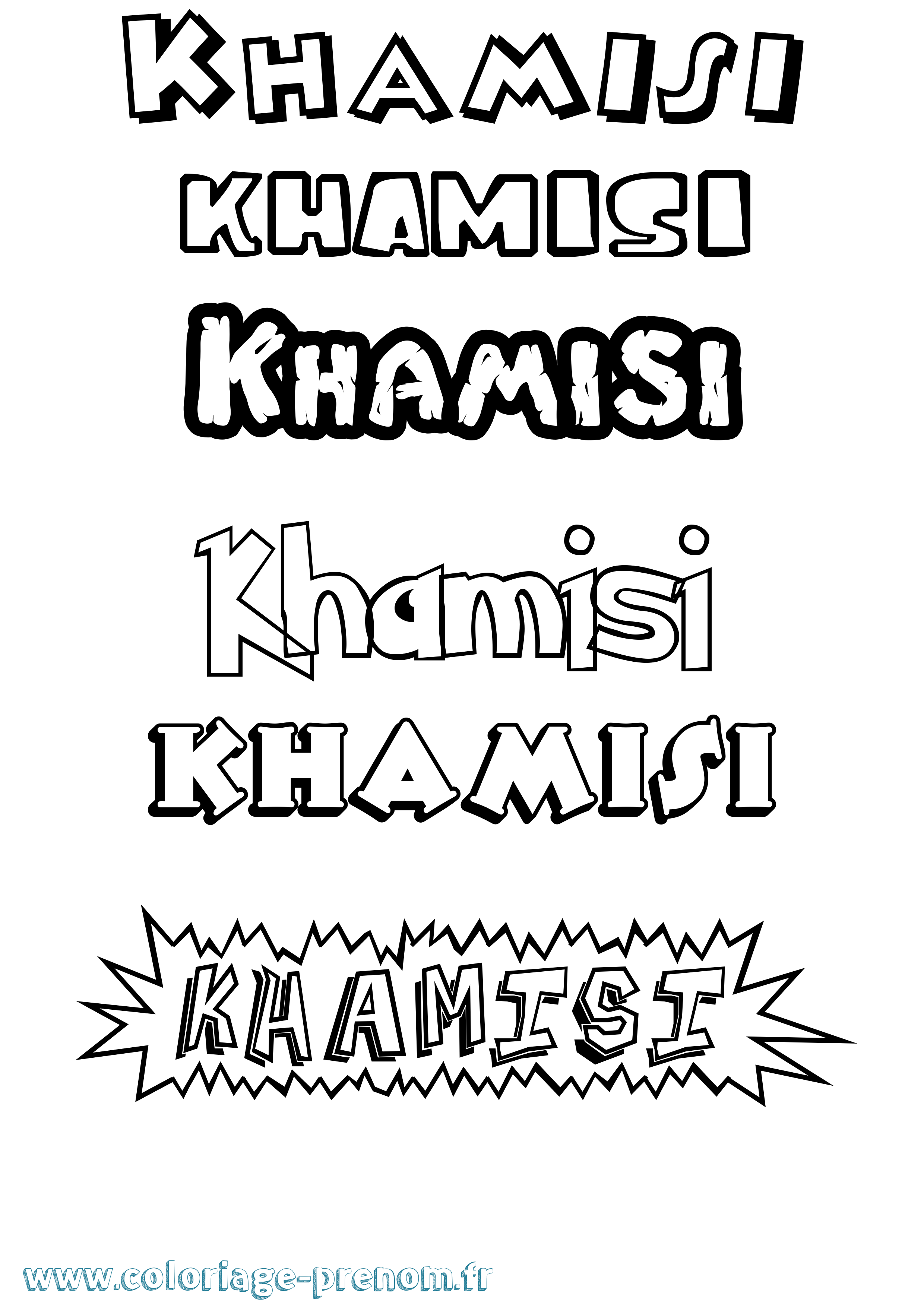 Coloriage Khamisi Dessin Animé Coloriage prénom Khamisi Dessin Animé