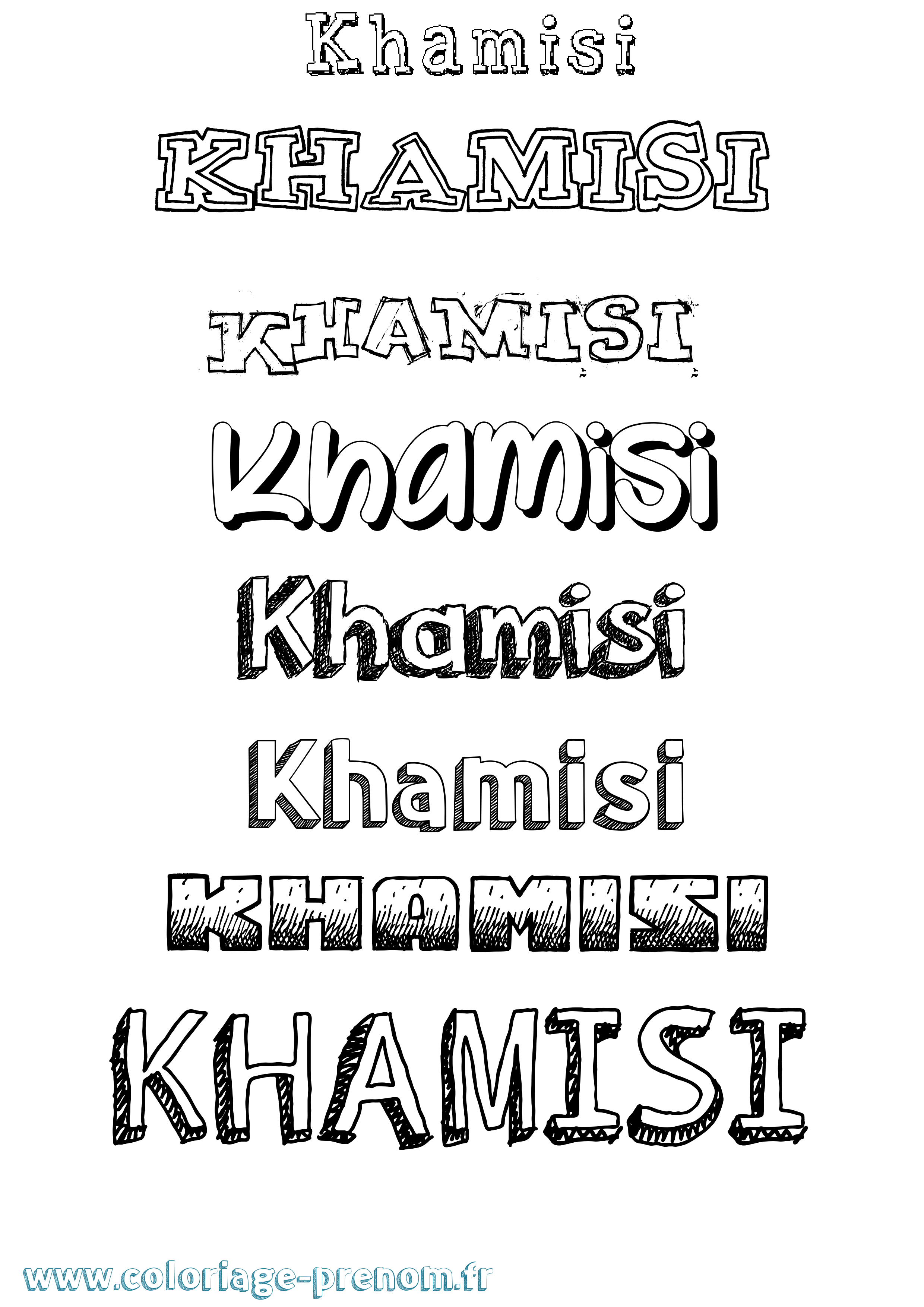Coloriage Khamisi Dessiné Coloriage prénom Khamisi Dessiné