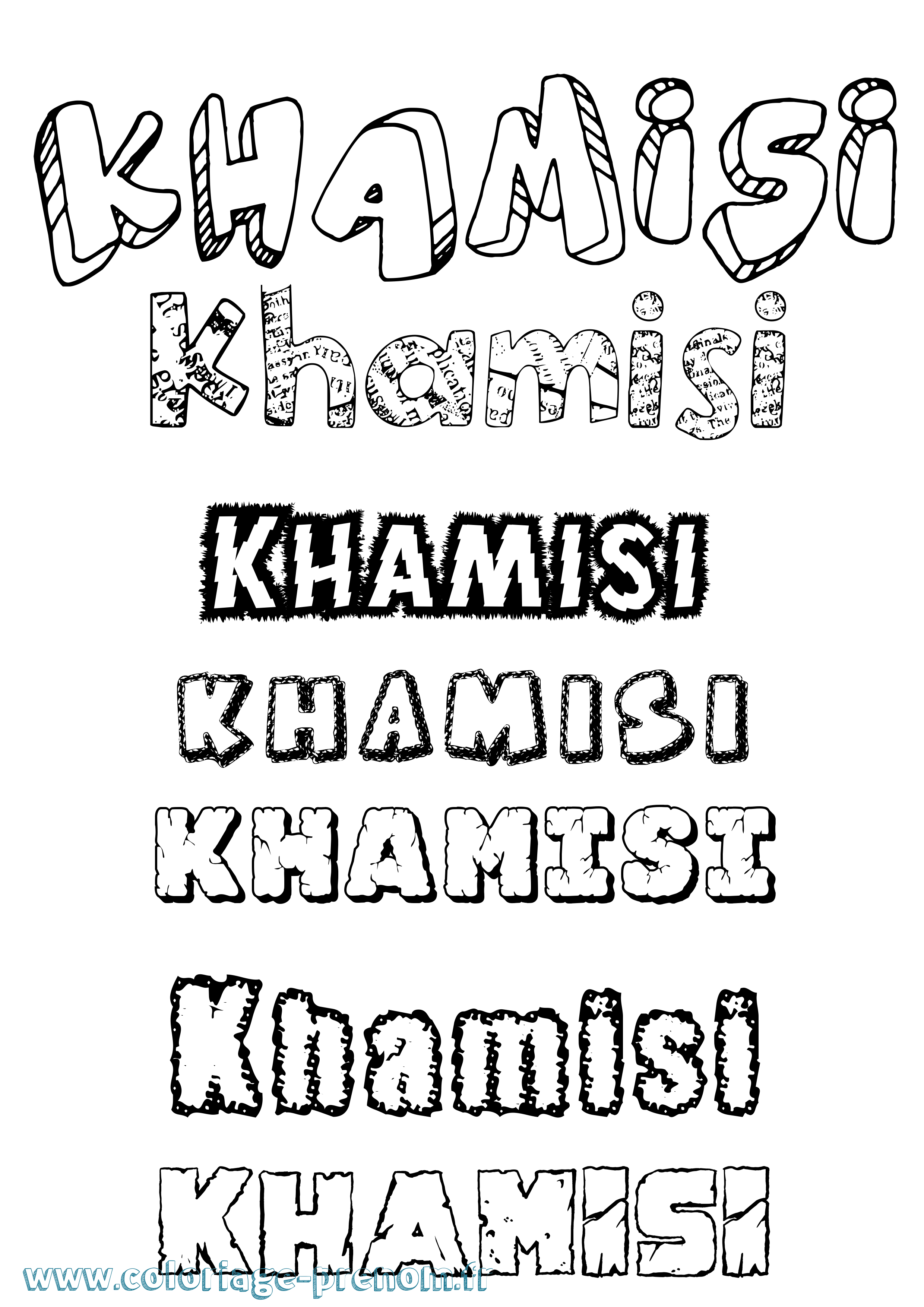 Coloriage Khamisi Destructuré Coloriage prénom Khamisi Destructuré