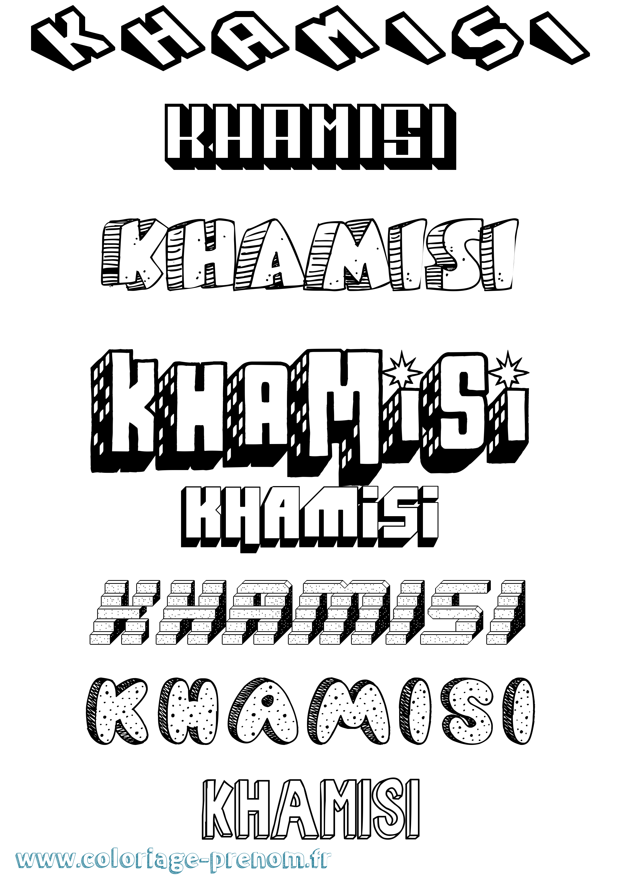 Coloriage Khamisi Effet 3D Coloriage prénom Khamisi Effet 3D