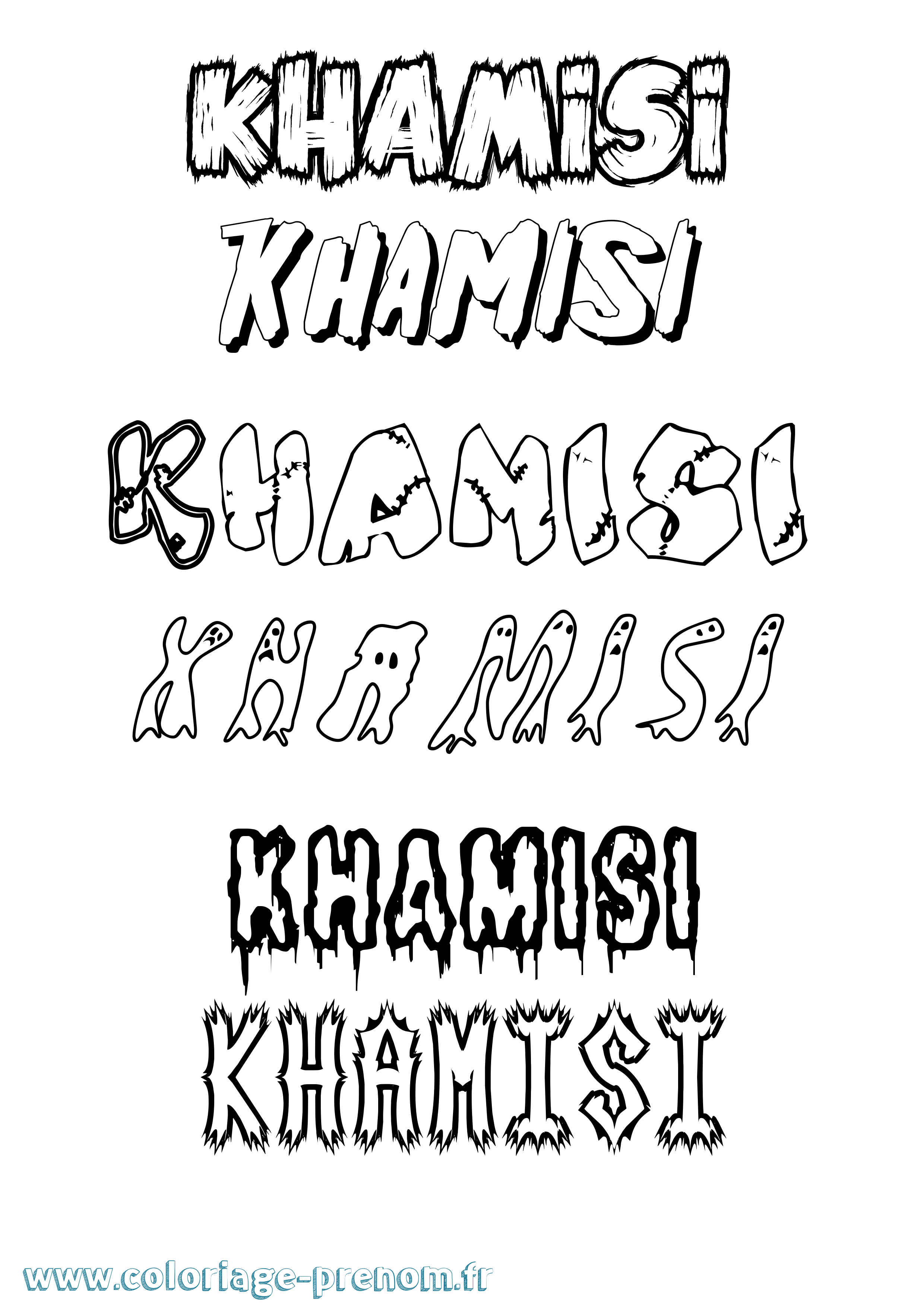 Coloriage Khamisi Frisson Coloriage prénom Khamisi Frisson