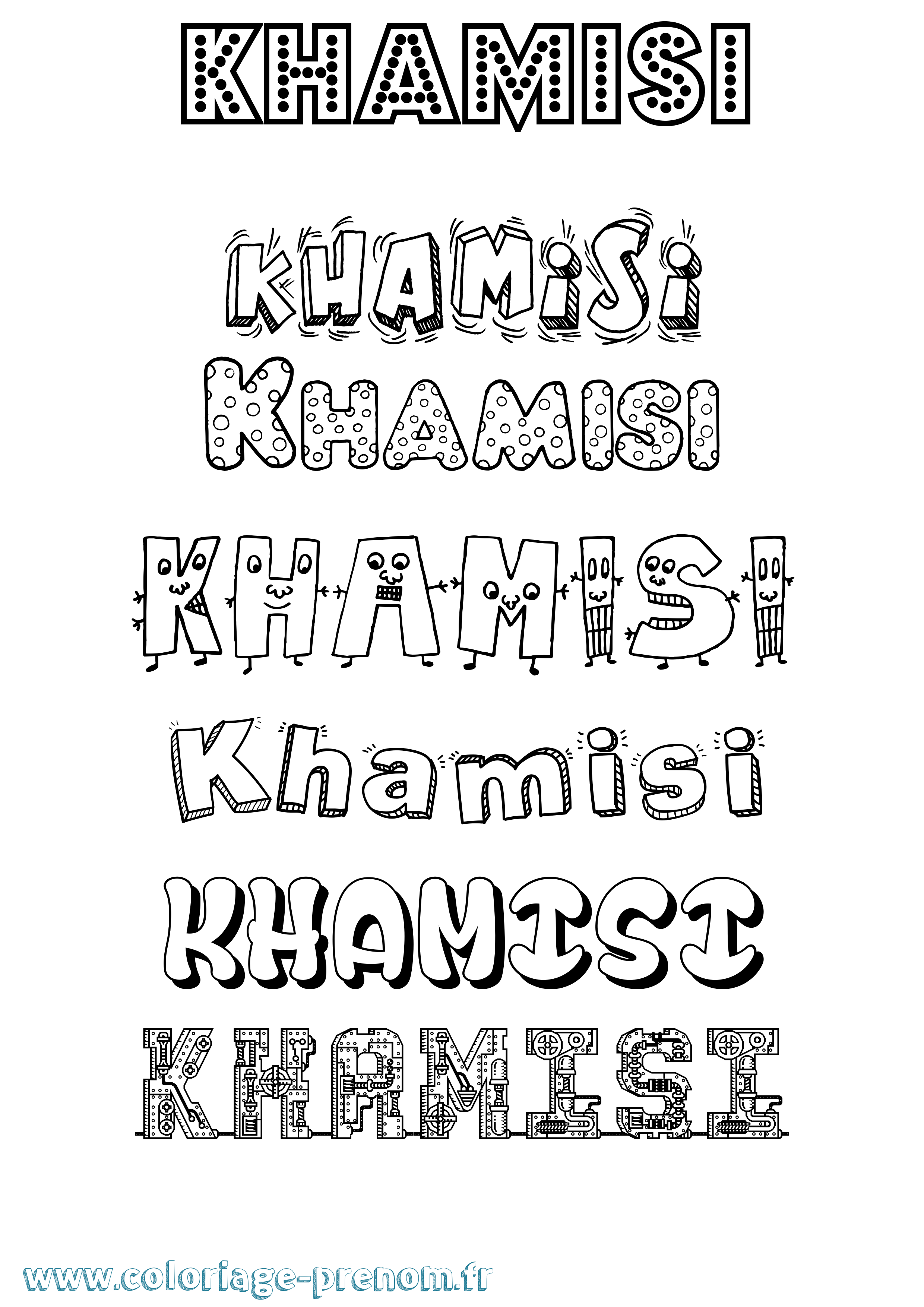 Coloriage Khamisi Fun Coloriage prénom Khamisi Fun