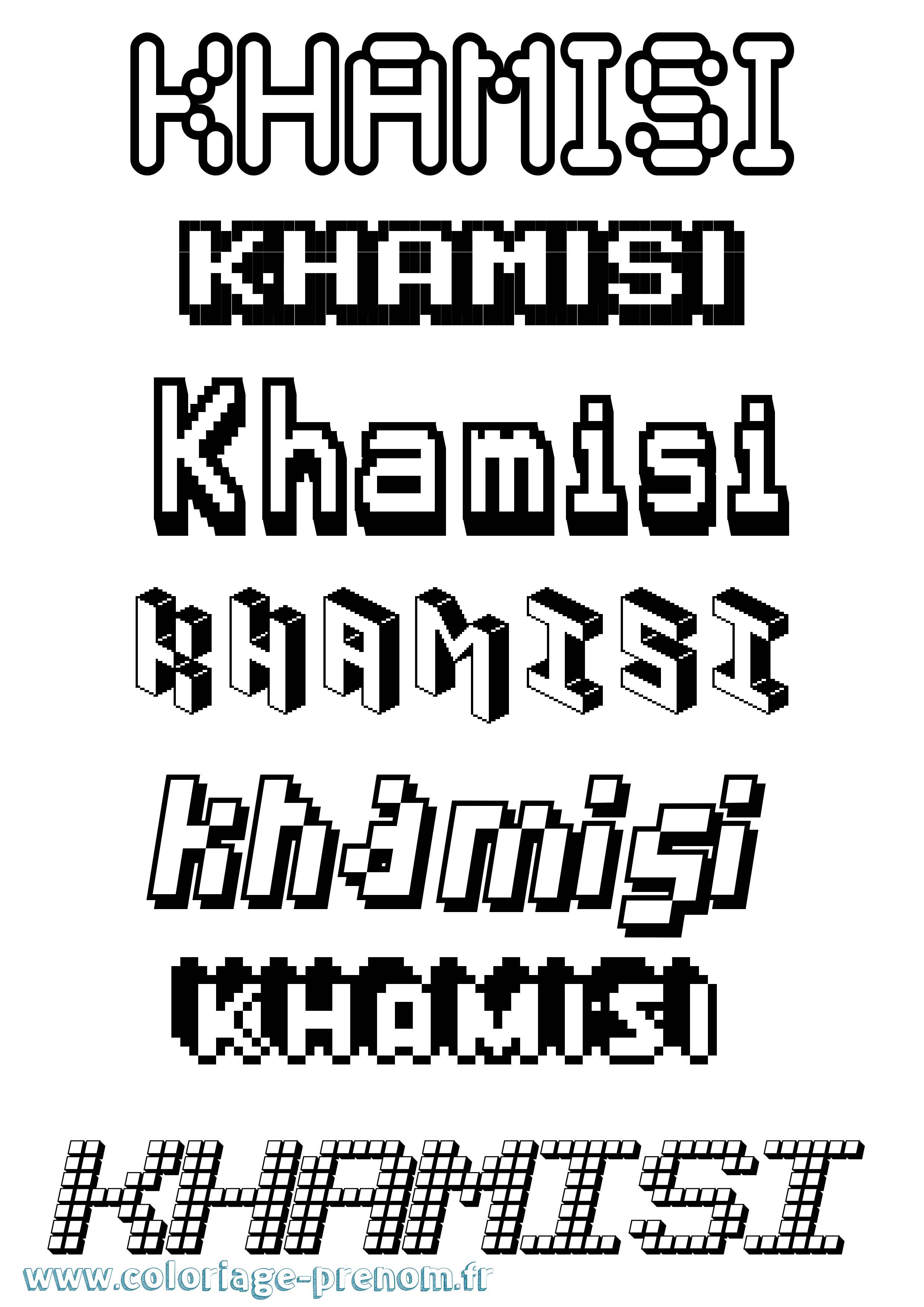 Coloriage Khamisi Pixel Coloriage prénom Khamisi Pixel