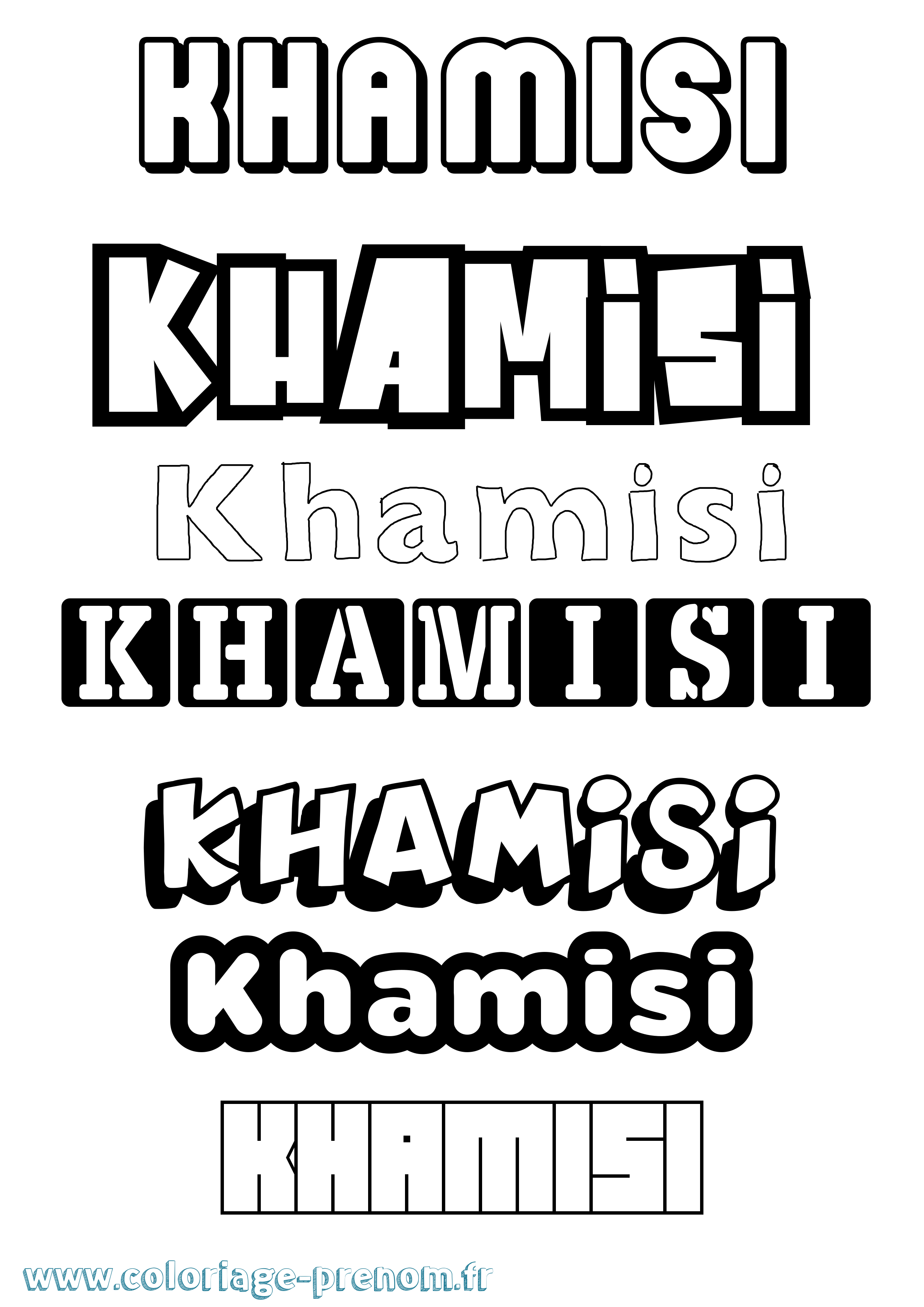 Coloriage Khamisi Simple Coloriage prénom Khamisi Simple