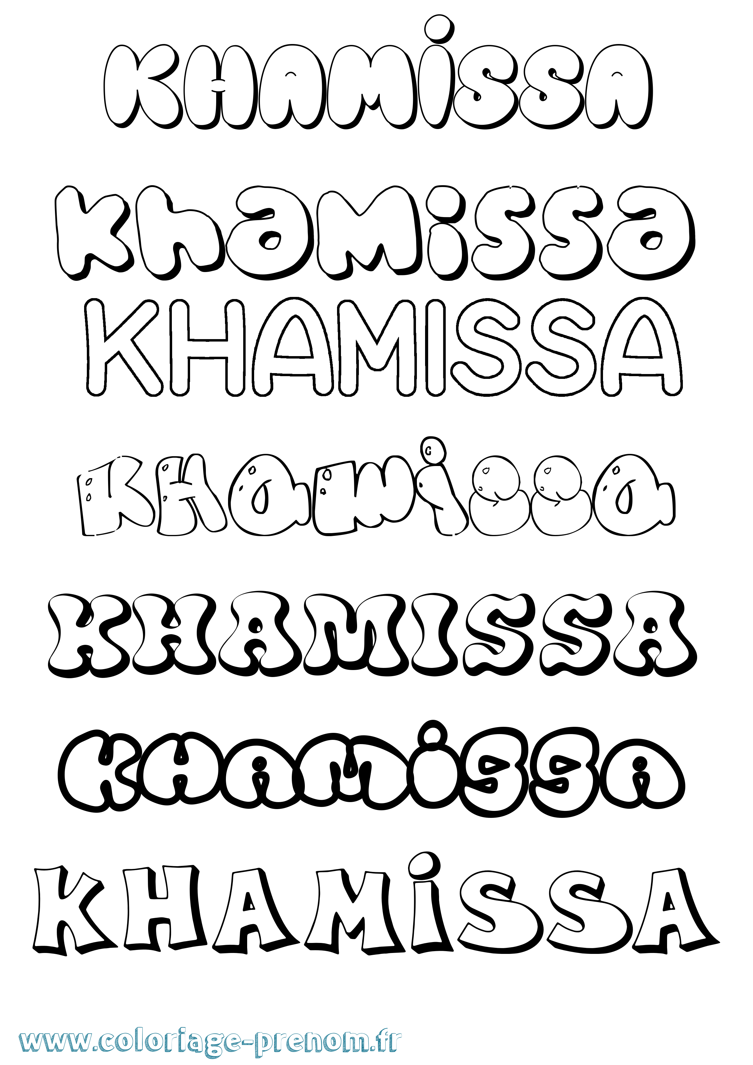 Coloriage Khamissa Bubble Coloriage prénom Khamissa Bubble