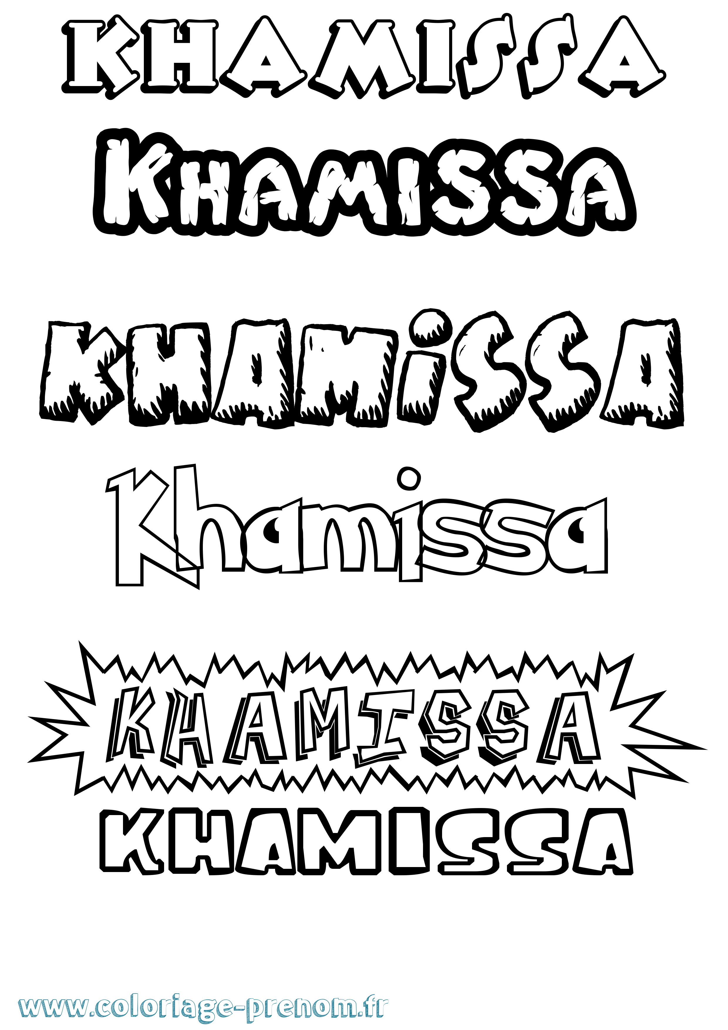 Coloriage Khamissa Dessin Animé Coloriage prénom Khamissa Dessin Animé