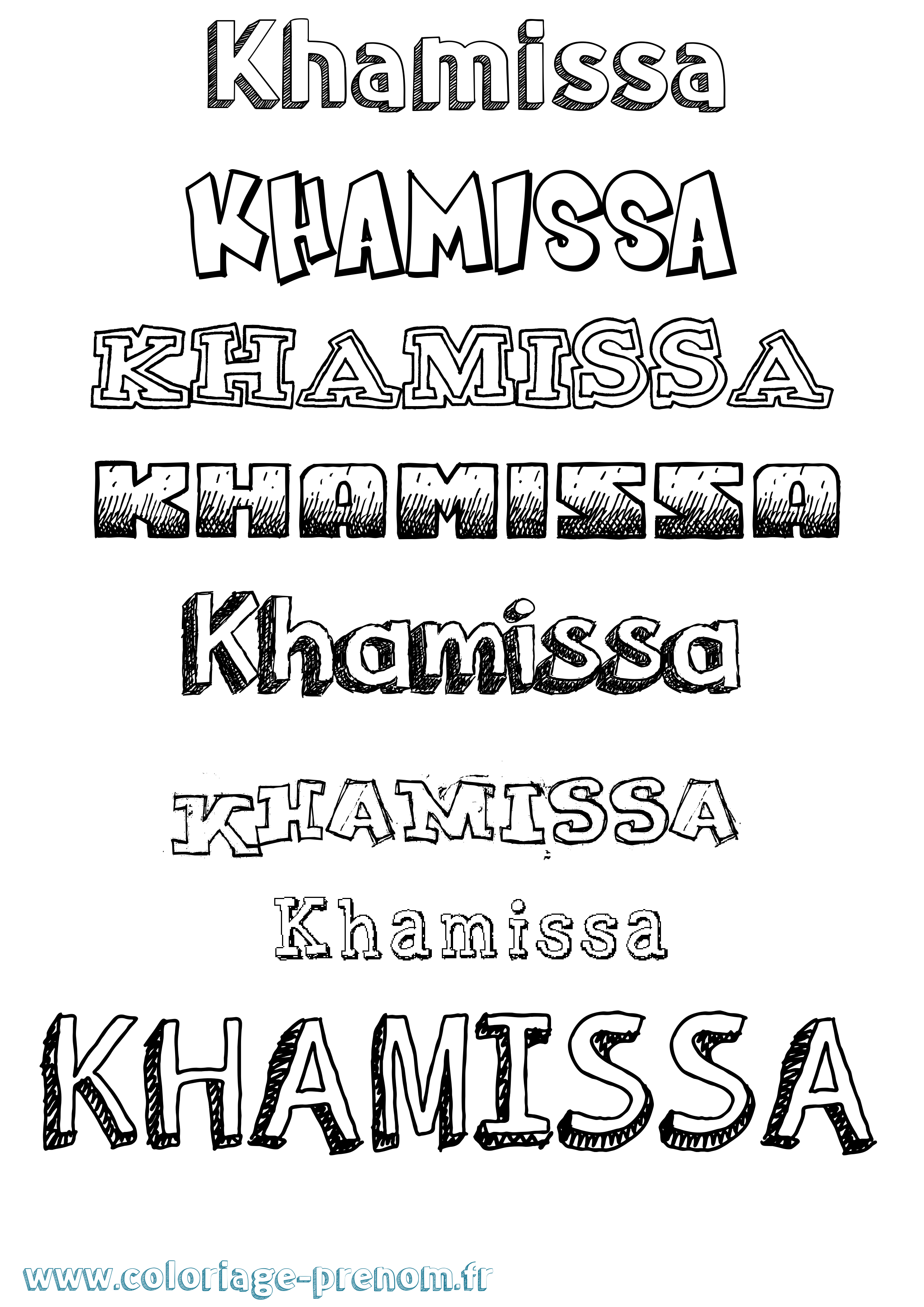Coloriage Khamissa Dessiné Coloriage prénom Khamissa Dessiné