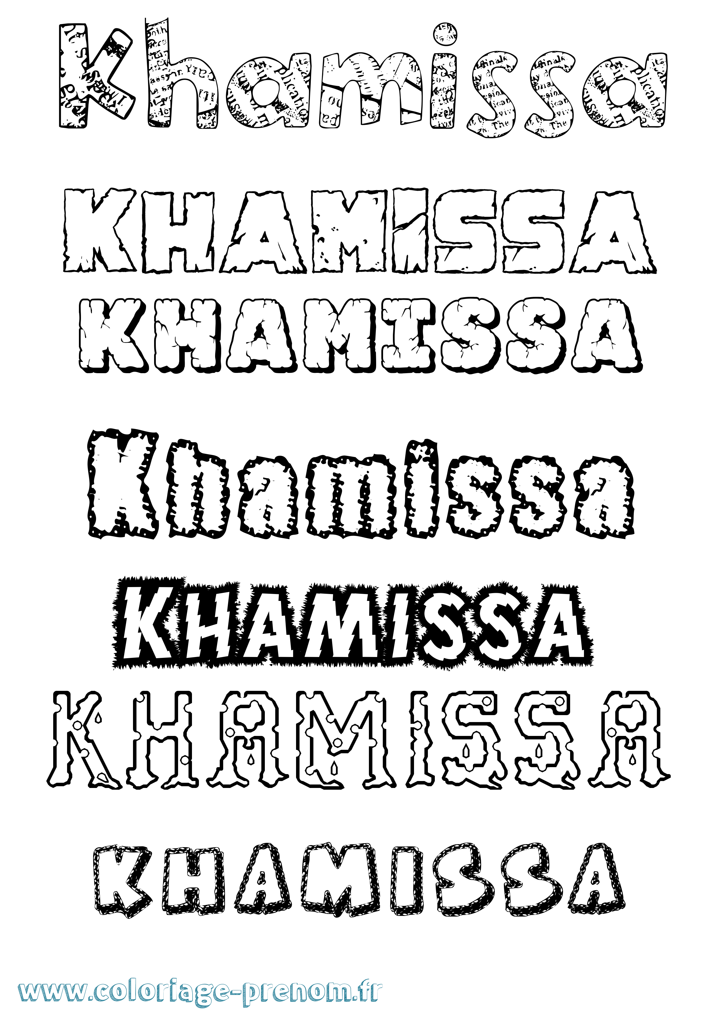 Coloriage Khamissa Destructuré Coloriage prénom Khamissa Destructuré