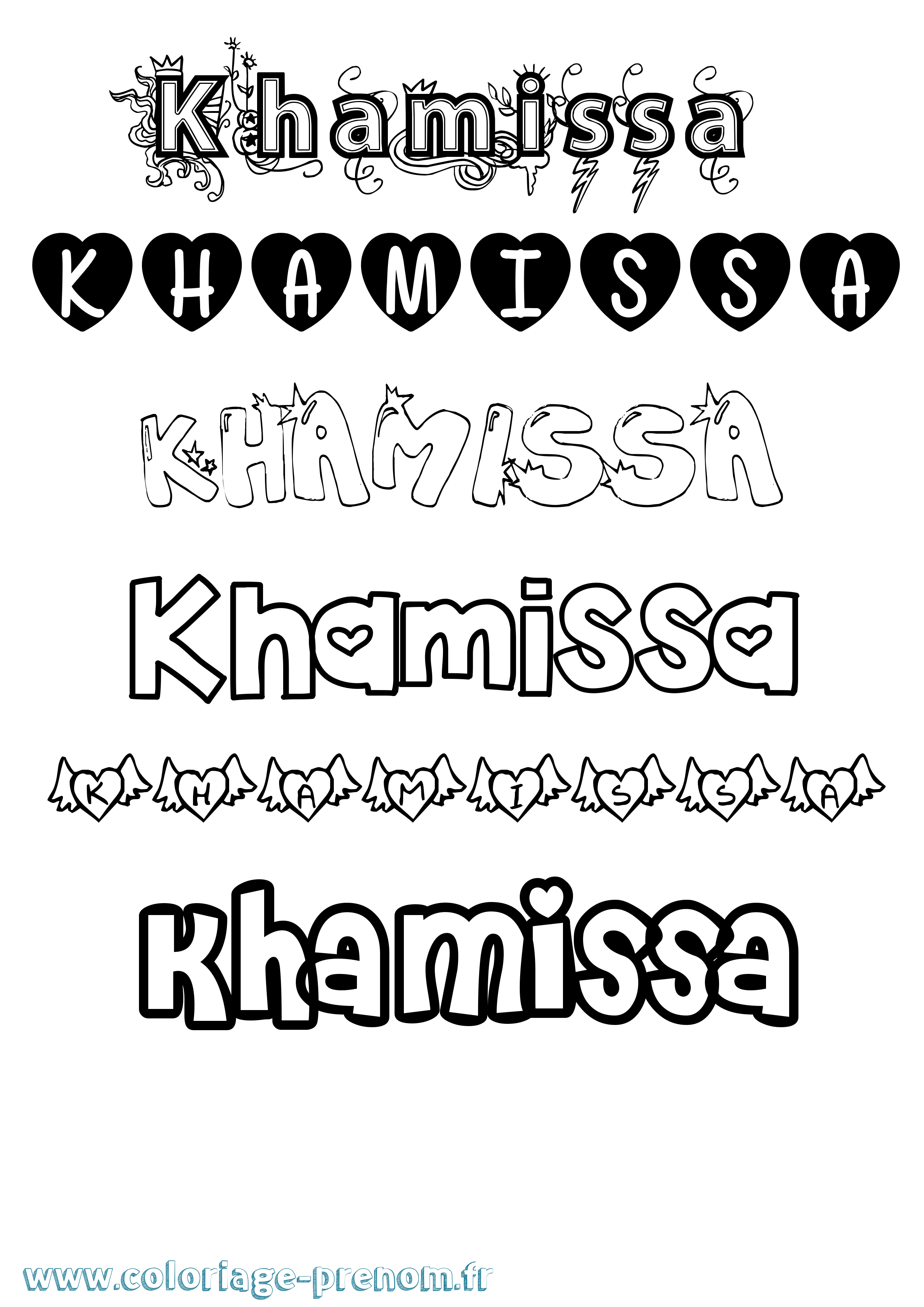 Coloriage Khamissa Girly Coloriage prénom Khamissa Girly
