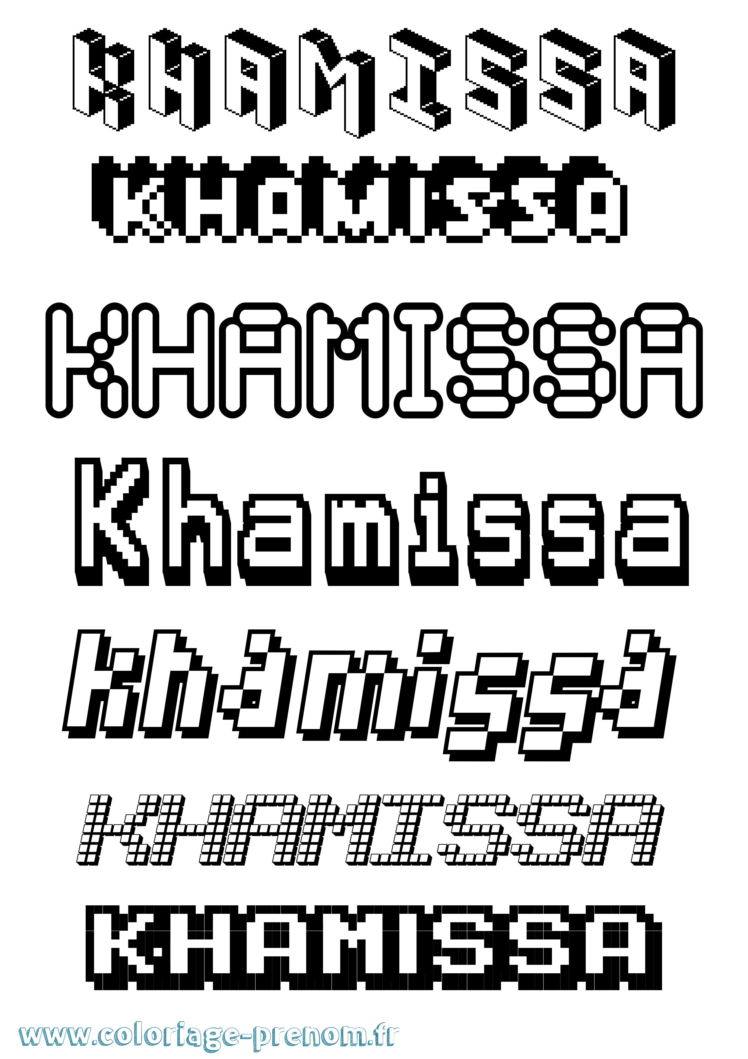 Coloriage Khamissa Pixel Coloriage prénom Khamissa Pixel