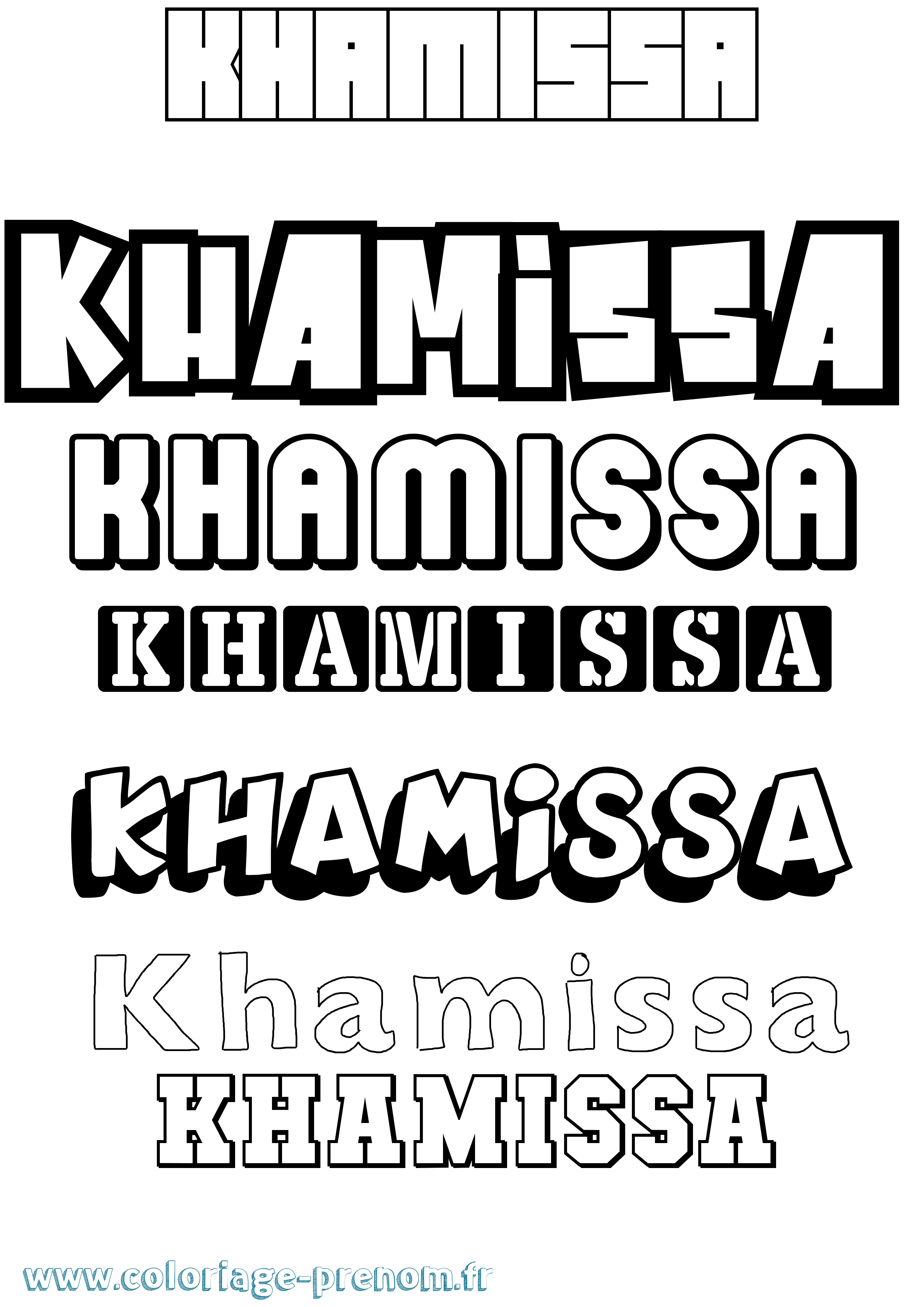 Coloriage Khamissa Simple Coloriage prénom Khamissa Simple