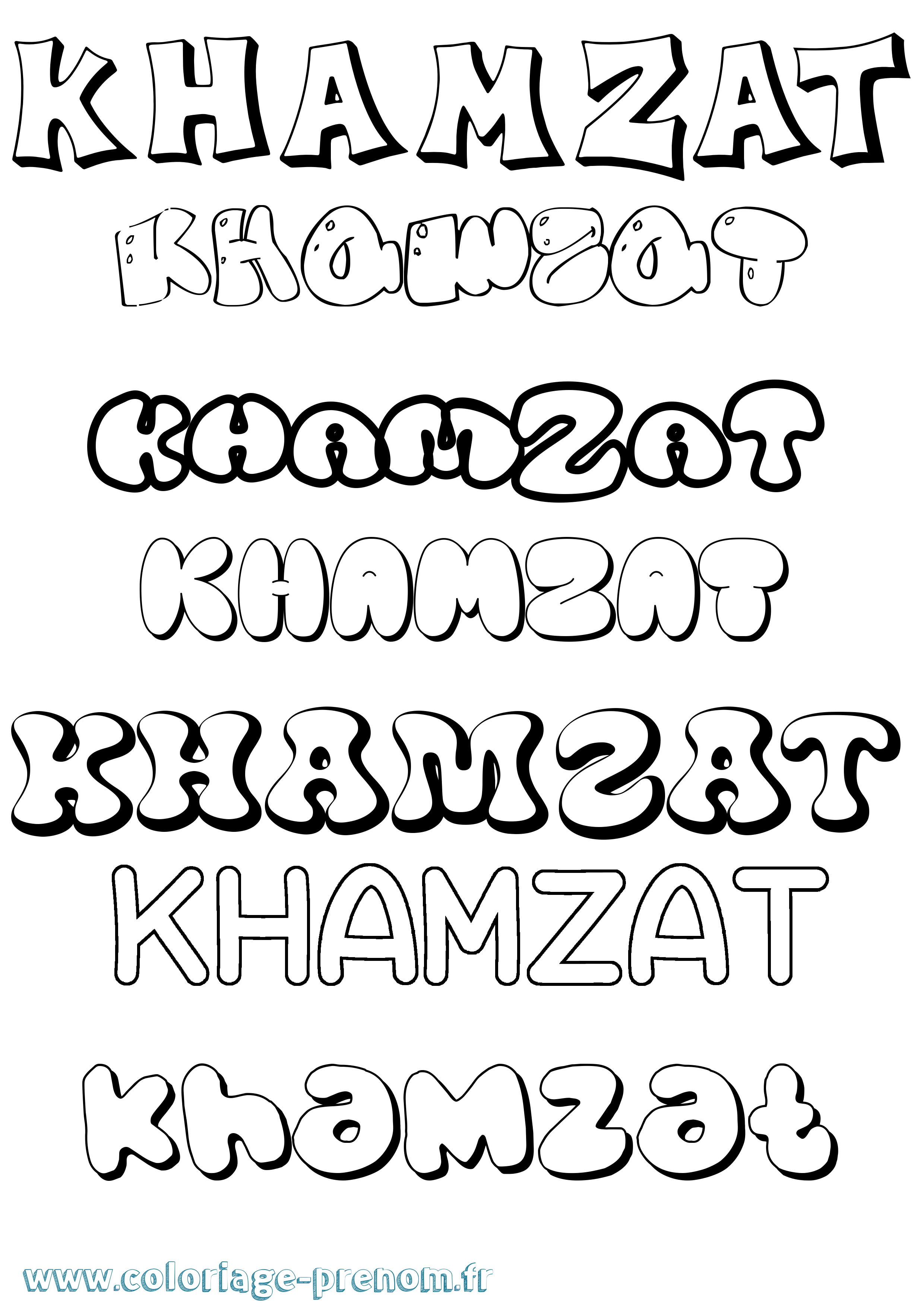 Coloriage Khamzat Bubble Coloriage prénom Khamzat Bubble