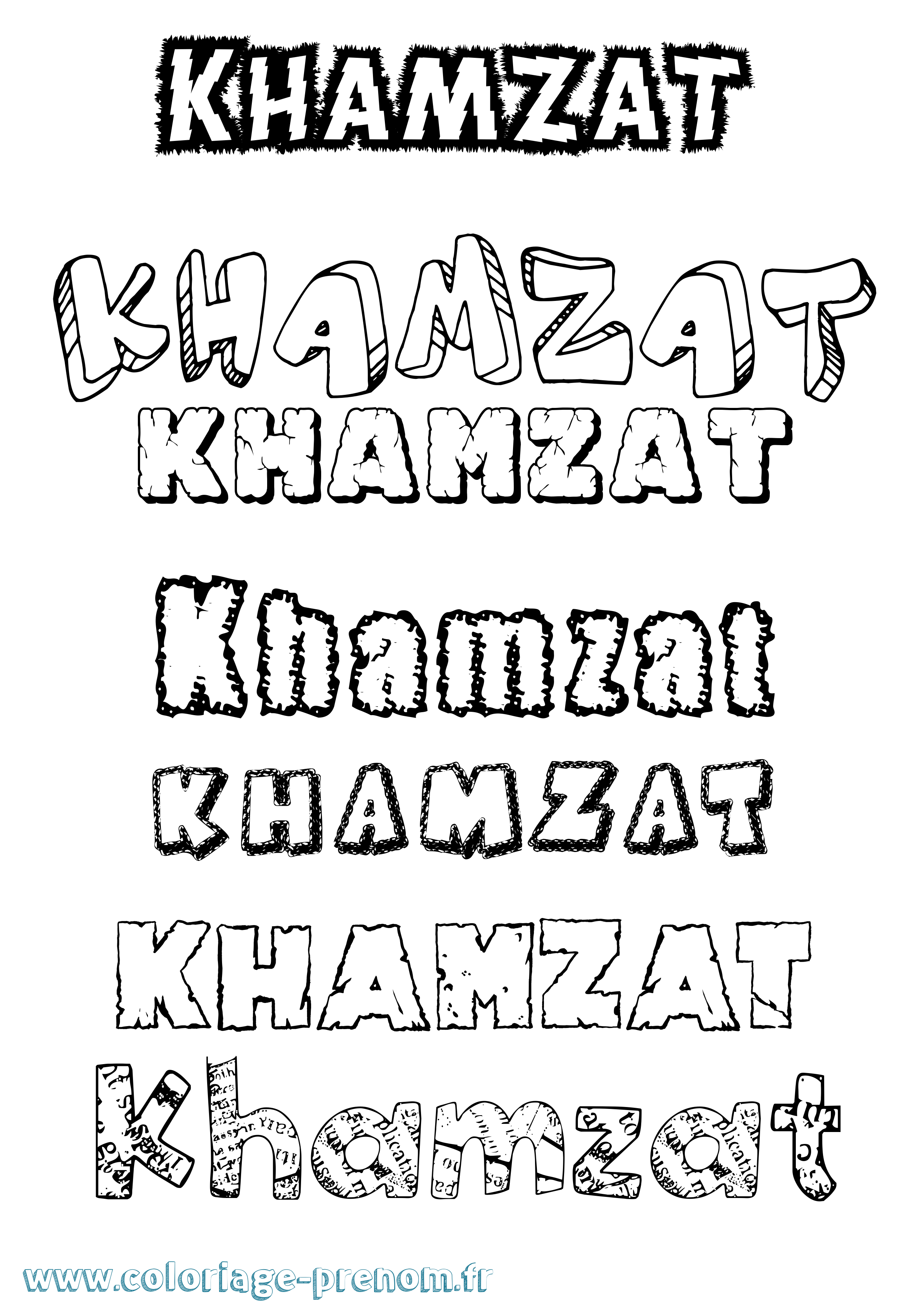 Coloriage Khamzat Destructuré Coloriage prénom Khamzat Destructuré