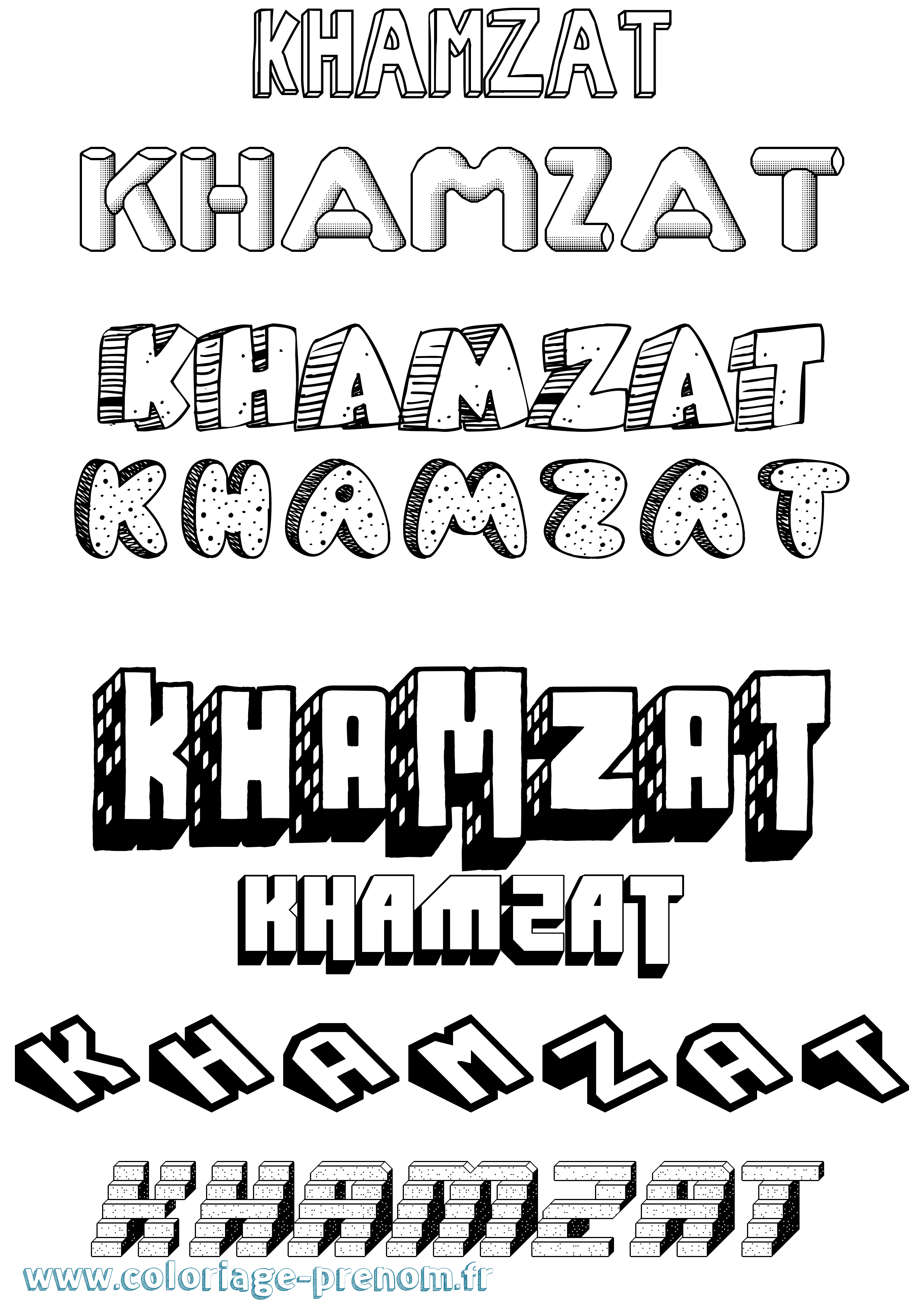 Coloriage Khamzat Effet 3D Coloriage prénom Khamzat Effet 3D