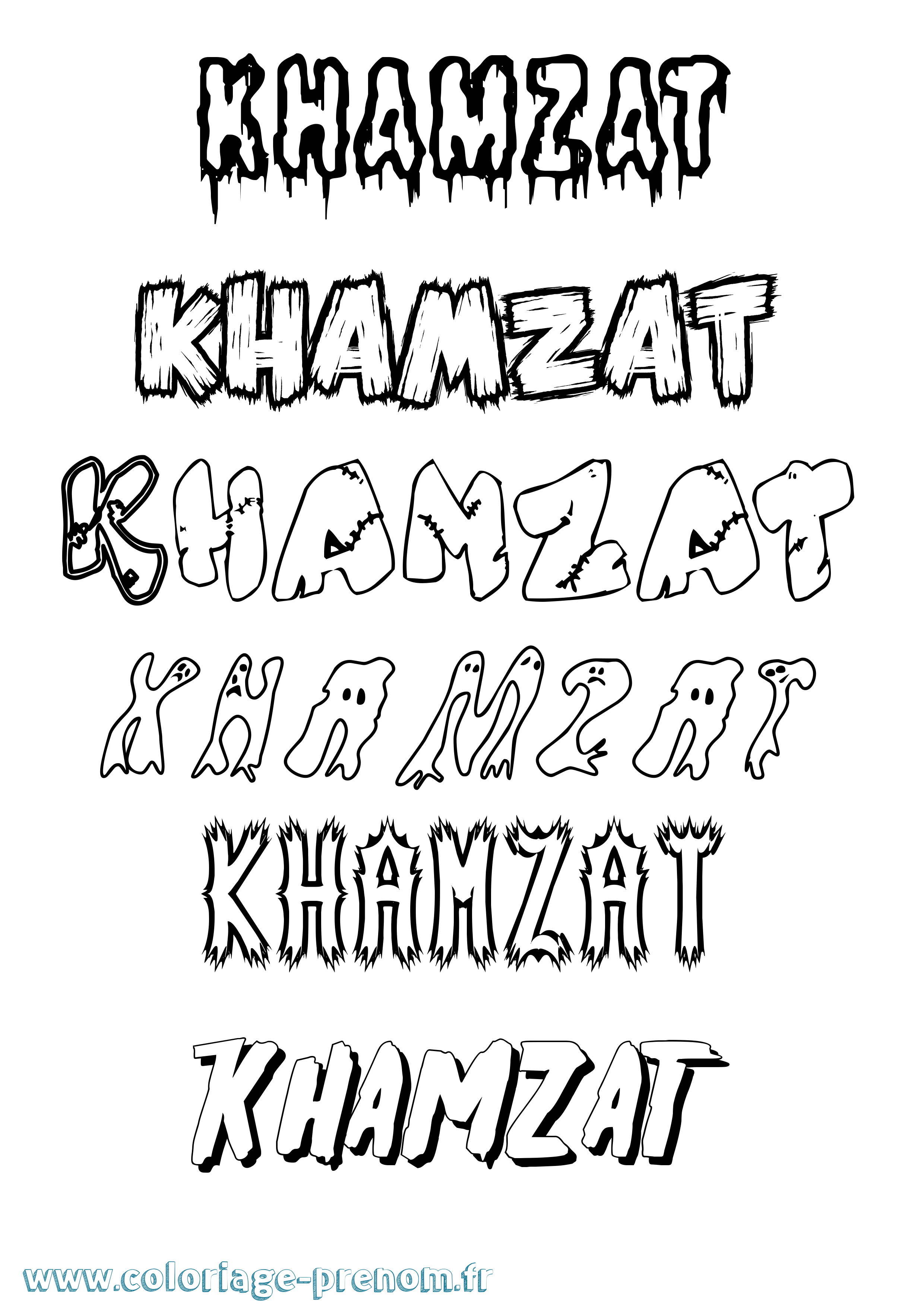 Coloriage Khamzat Frisson Coloriage prénom Khamzat Frisson