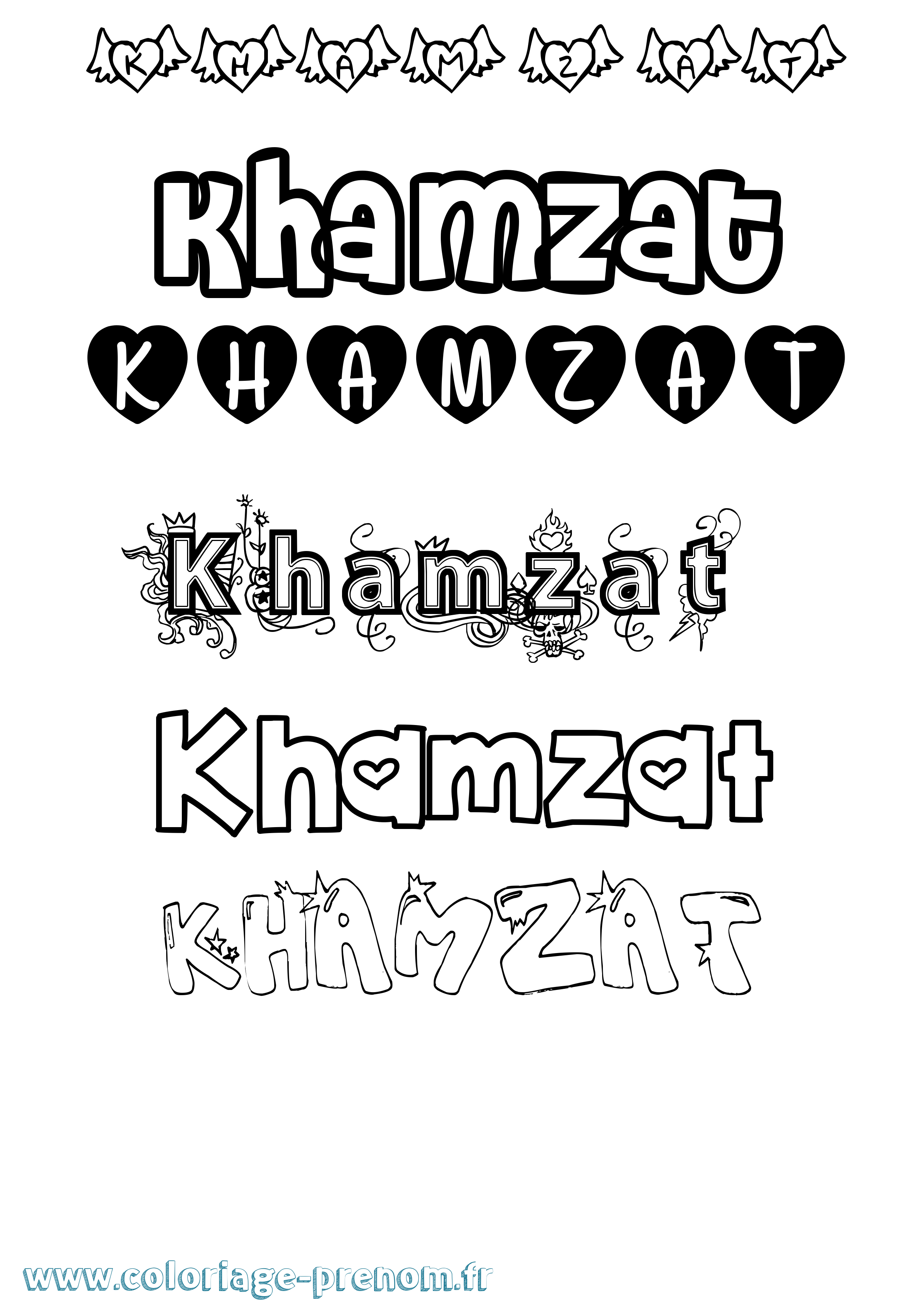 Coloriage Khamzat Girly Coloriage prénom Khamzat Girly
