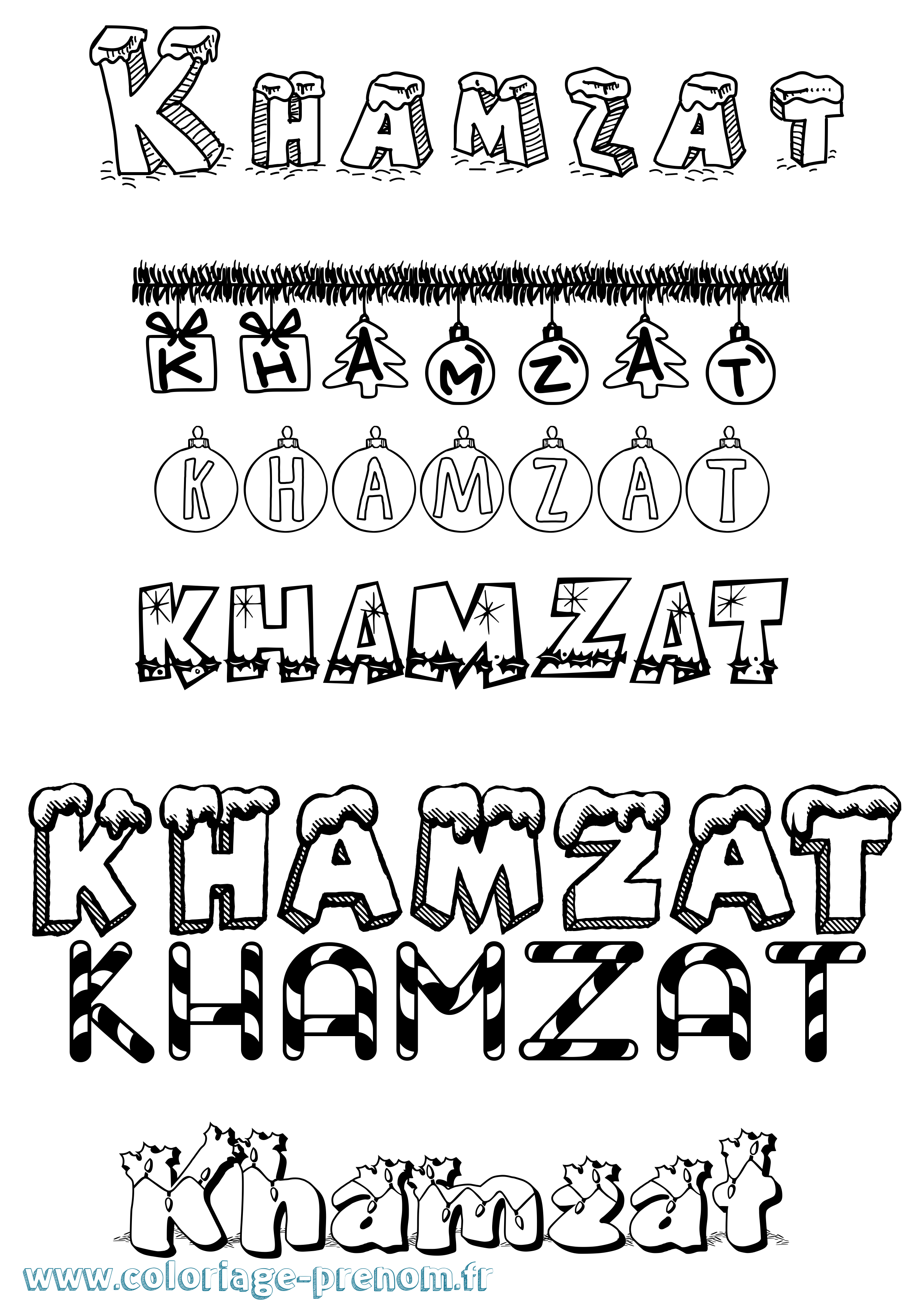 Coloriage Khamzat Noël Coloriage prénom Khamzat Noël