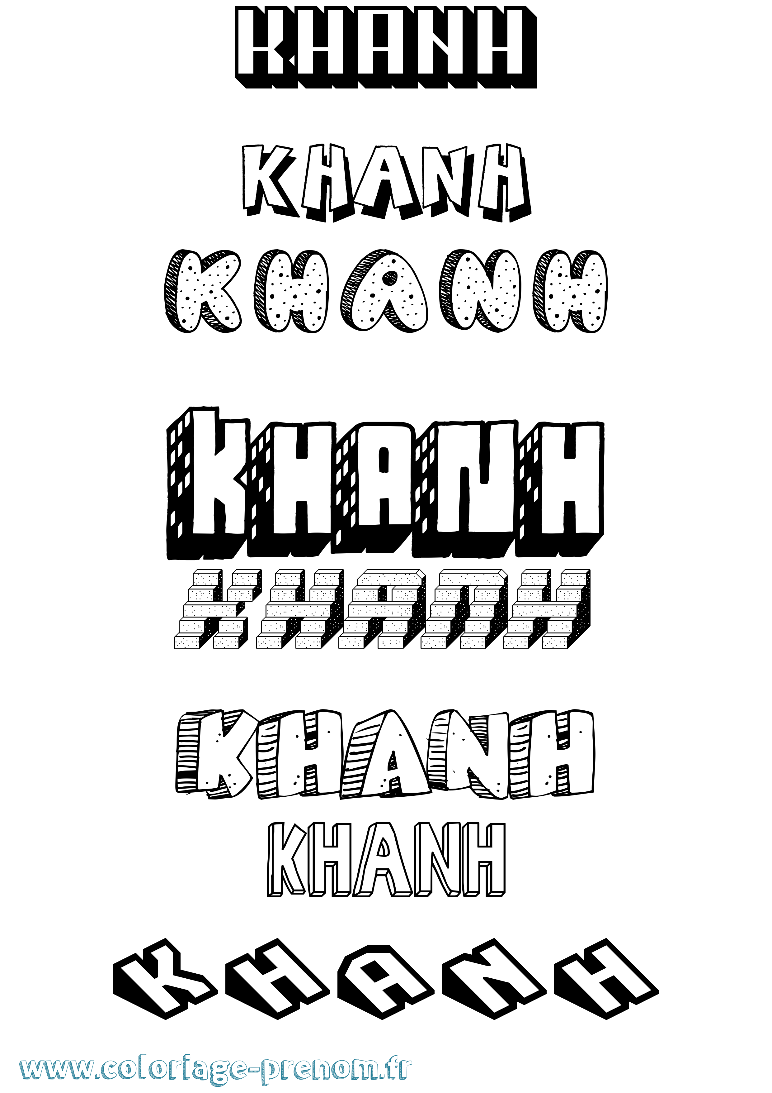 Coloriage Khanh Effet 3D Coloriage prénom Khanh Effet 3D