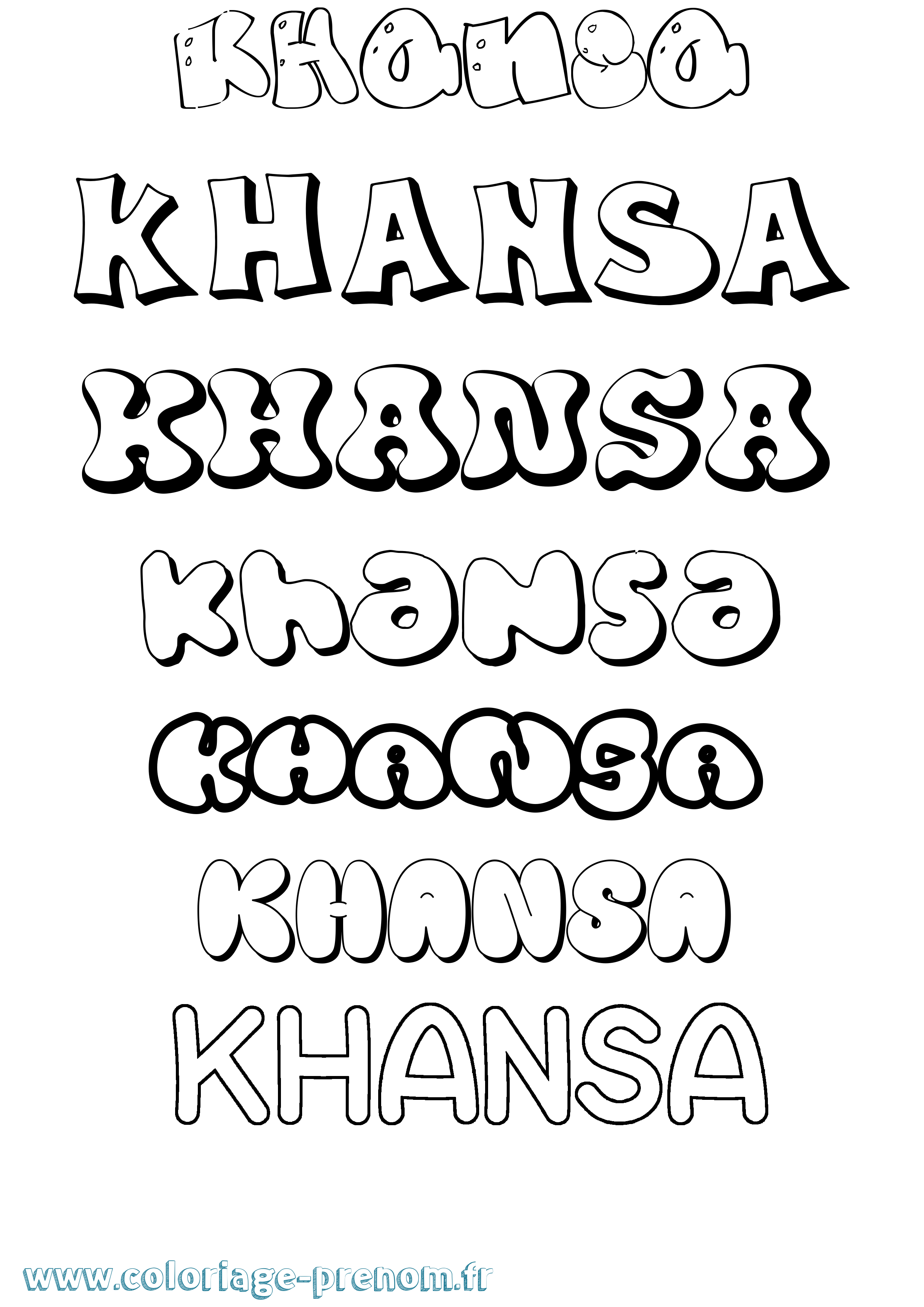Coloriage Khansa Bubble Coloriage prénom Khansa Bubble