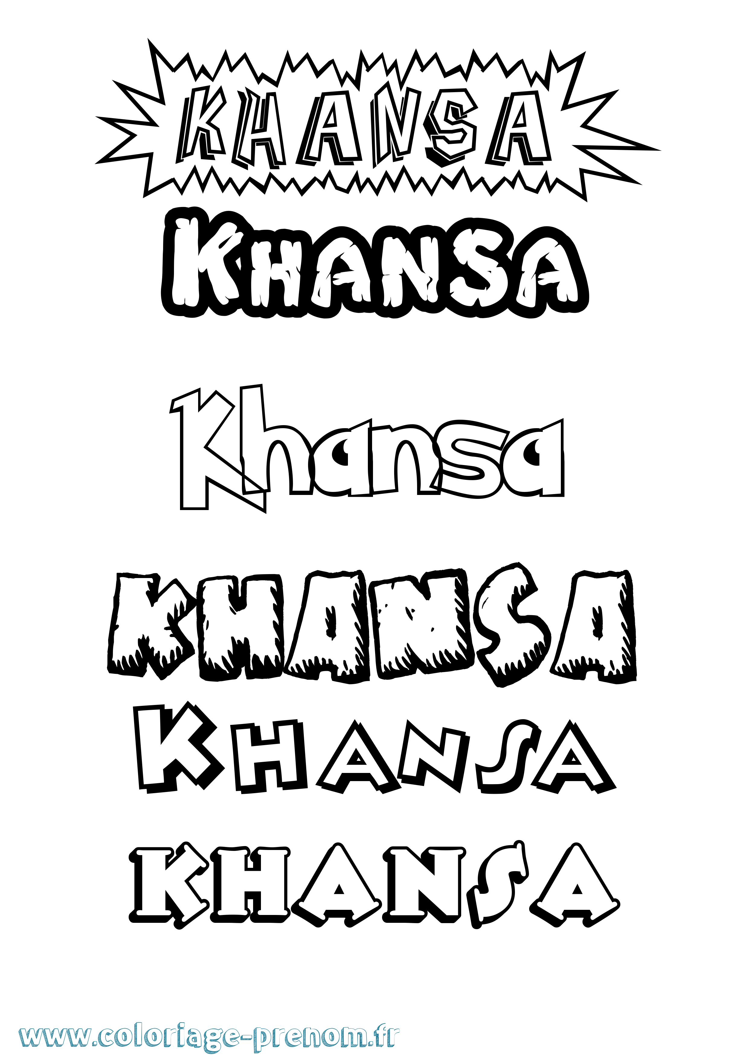 Coloriage Khansa Dessin Animé Coloriage prénom Khansa Dessin Animé