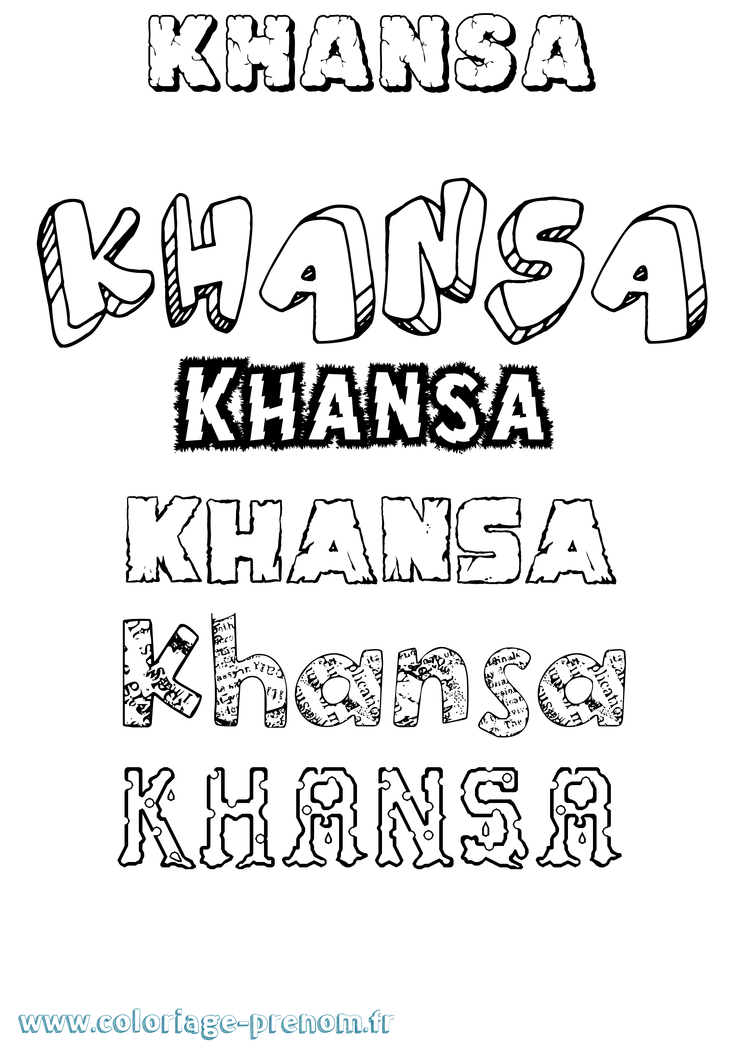 Coloriage Khansa Destructuré Coloriage prénom Khansa Destructuré