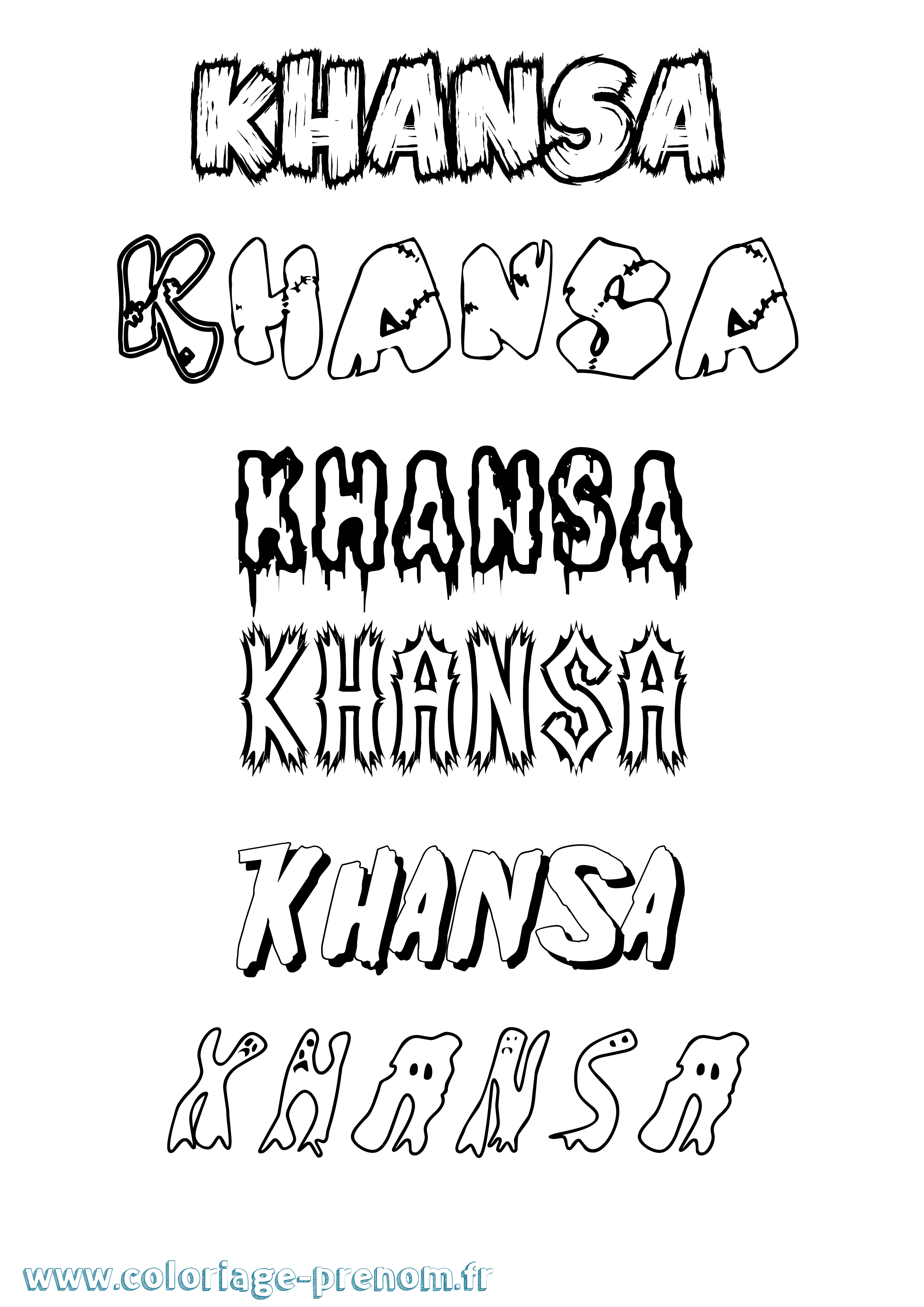 Coloriage Khansa Frisson Coloriage prénom Khansa Frisson